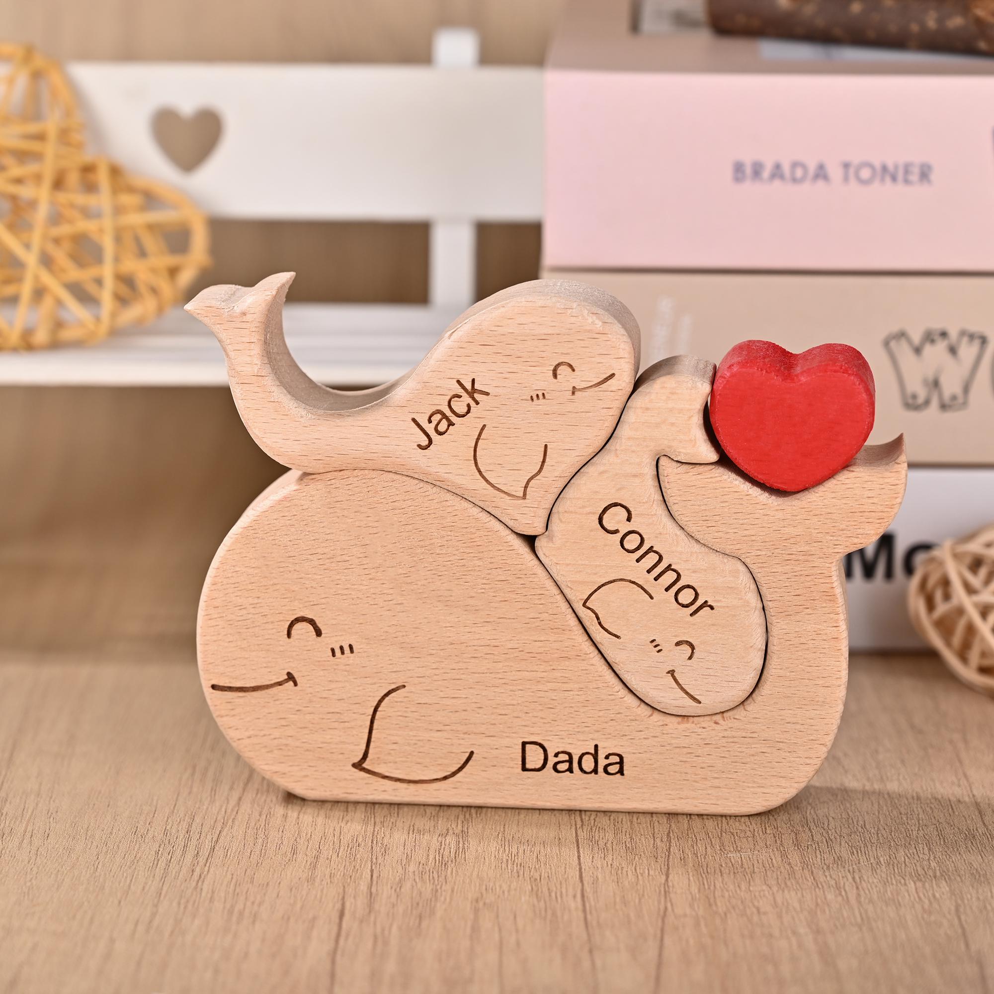 Wooden Whale Family Puzzle 2-5, We Are One Family Keepsake, Christmas Gift for Mum, Whale Puzzle Decor, Couple Anniversary Present