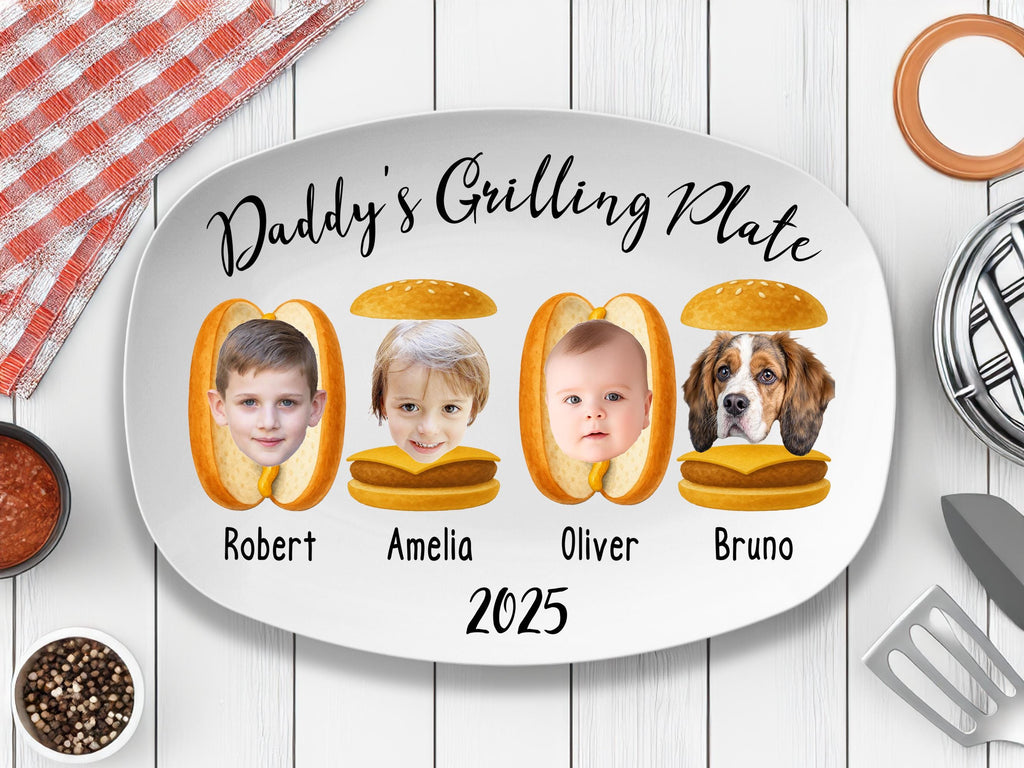Daddy’s Grilling Plate, Fathers Day Gift From Kids, Personalized Dad Grilling Plate, Custom Grilling Plate With Kids Names, BBQ Gift for Dad
