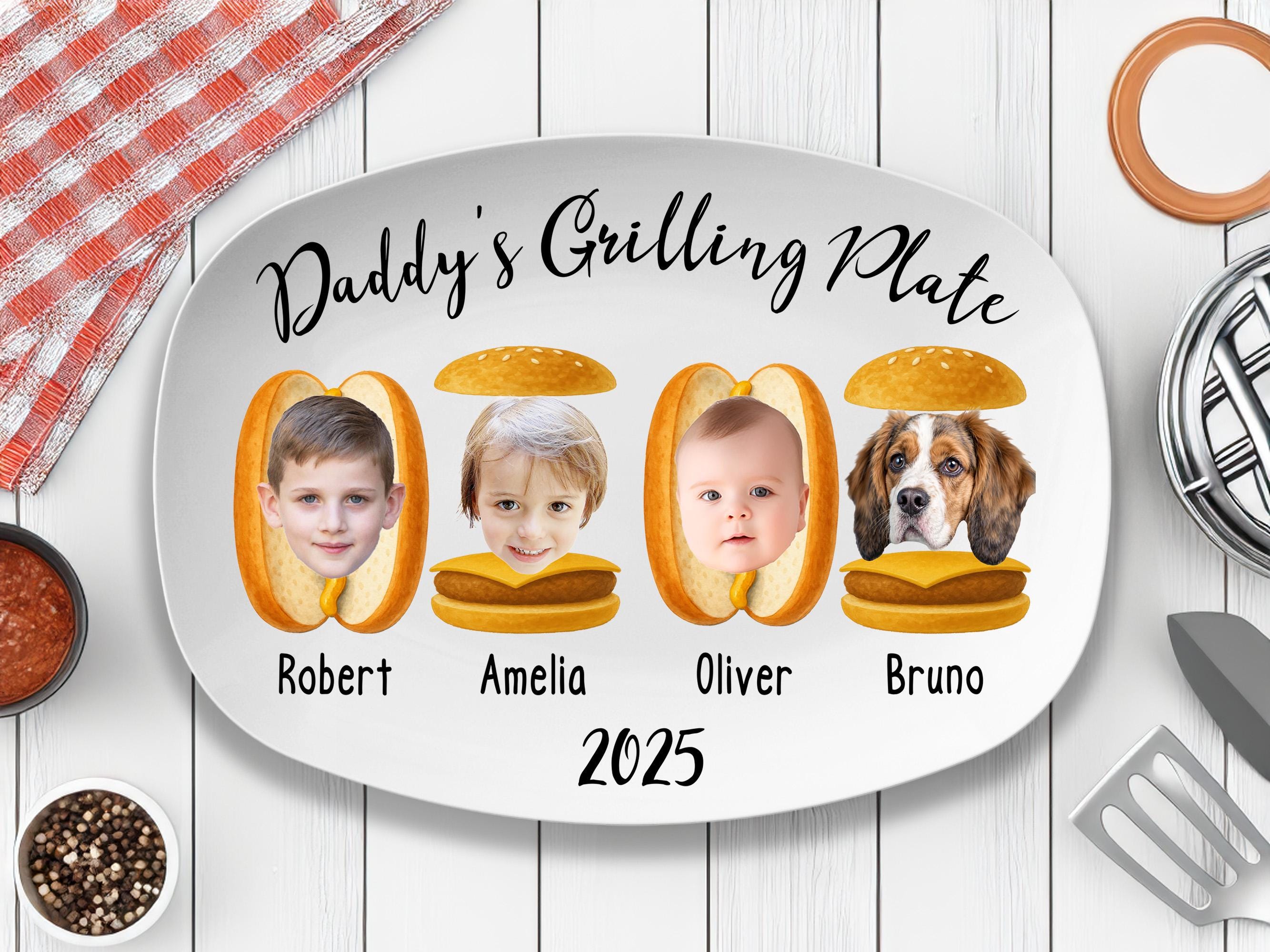 Daddy’s Grilling Plate, Fathers Day Gift From Kids, Personalized Dad Grilling Plate, Custom Grilling Plate With Kids Names, BBQ Gift for Dad