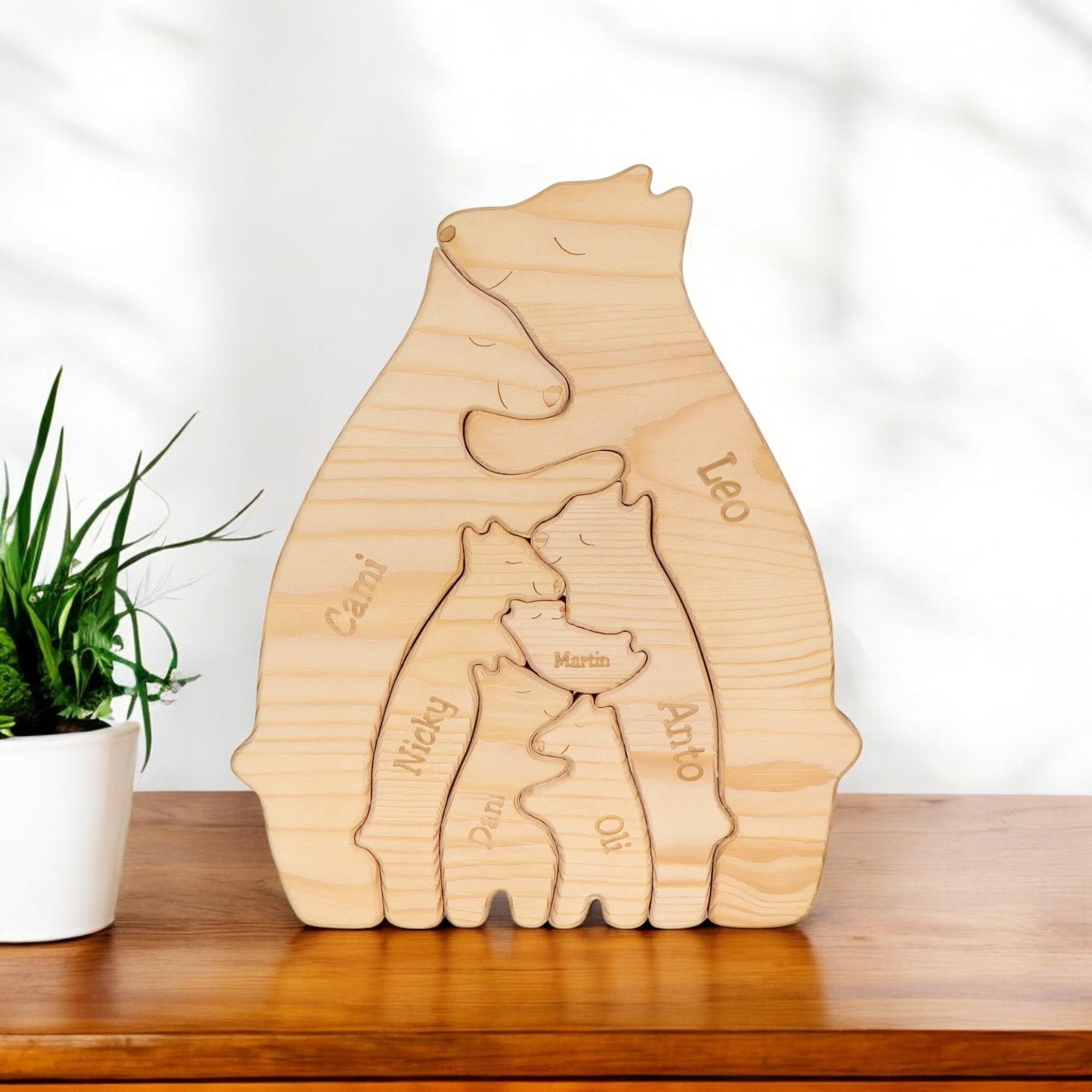 Bear Family Puzzle - Mothers Day Gift - Wooden Family Decor - Family Adoption Gift - Personalised Bear Family Puzzle - Moving Out Gift