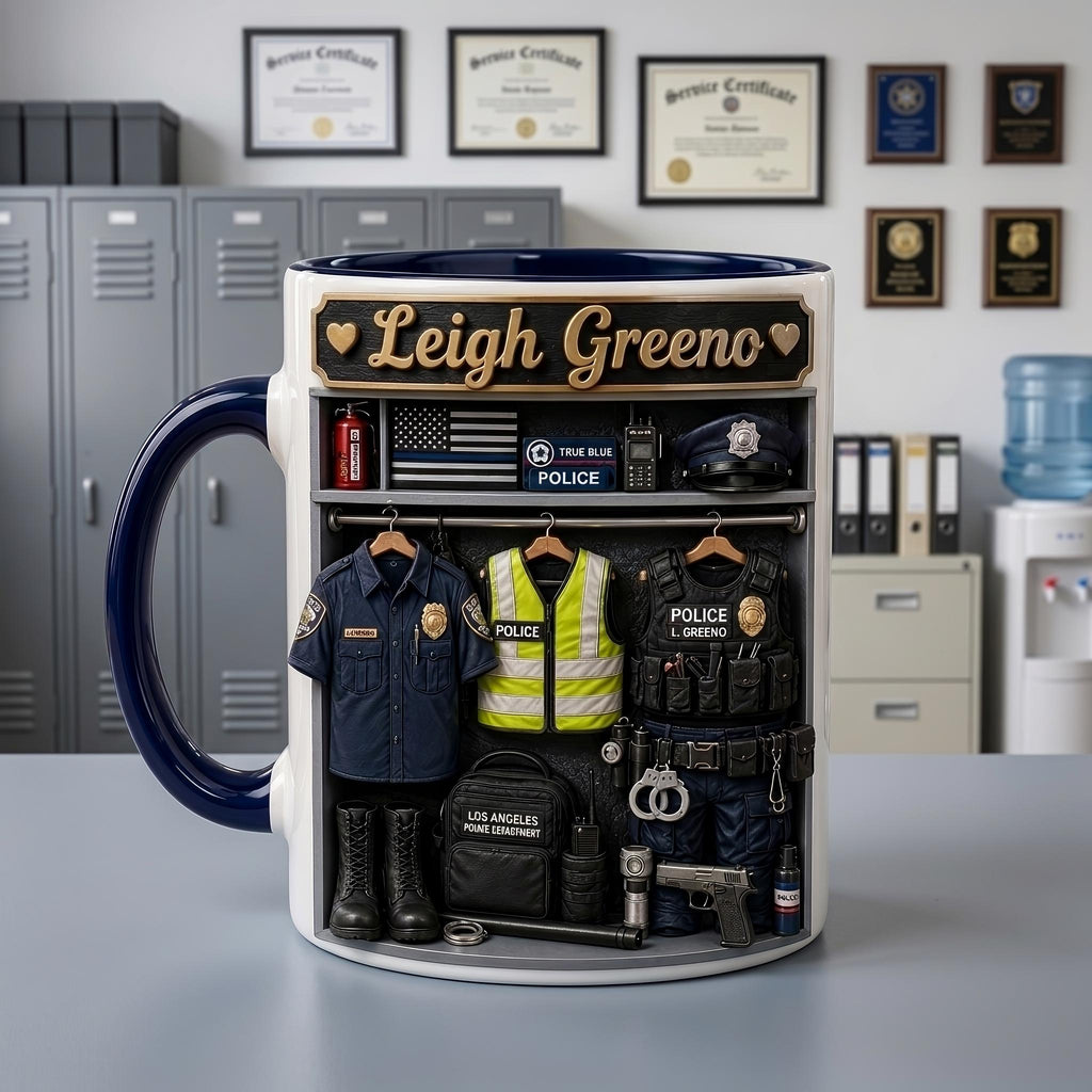 Personalized Police Officer Mug, Law Enforcement Coffee Cup, Custom Cop Gift
