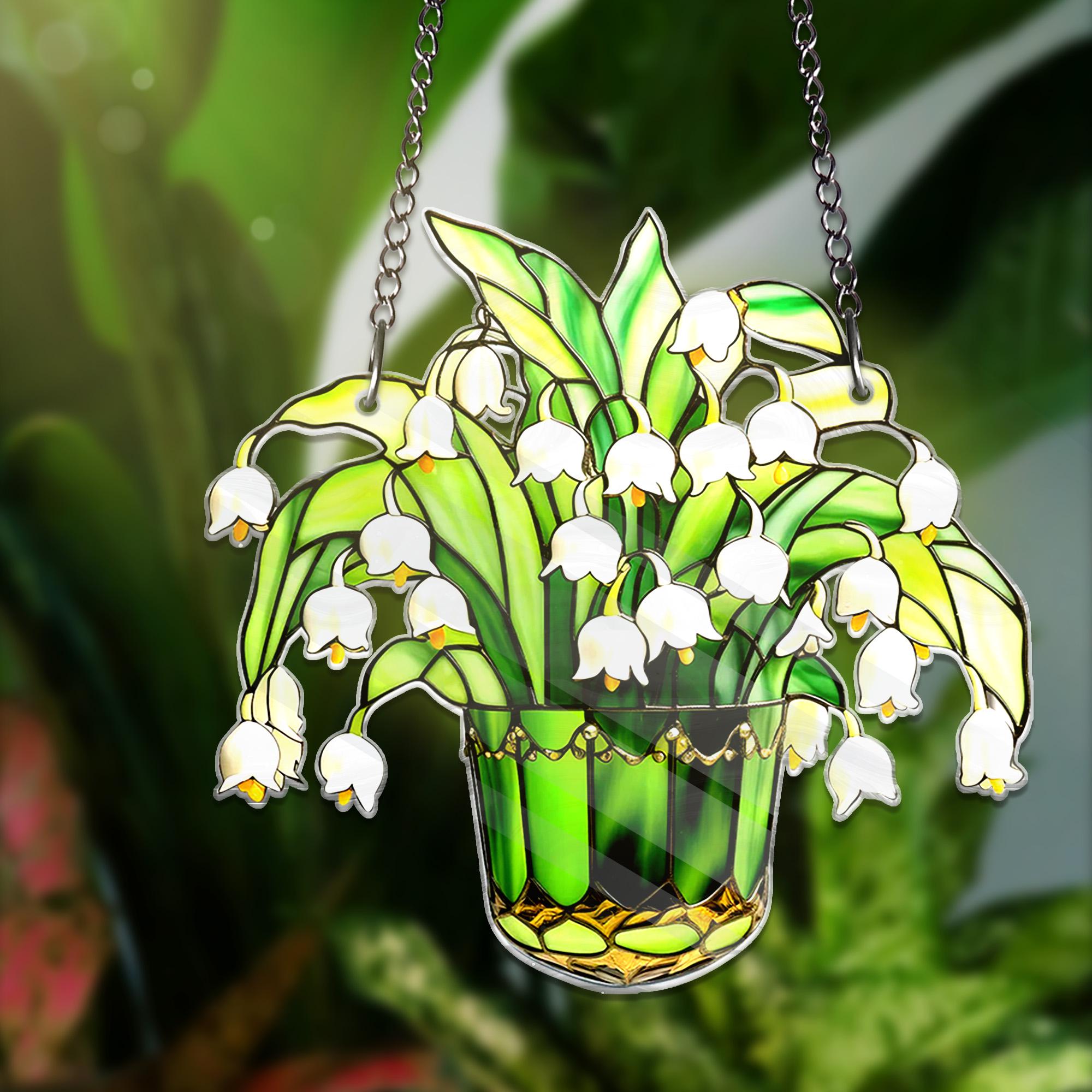 Lily of Valley ACRYLIC Window Hanging Decor, Flowers Art Decoration Lily of Valley Home Decor Housewarming Gift, Lily Flower Decor NOT GLASS