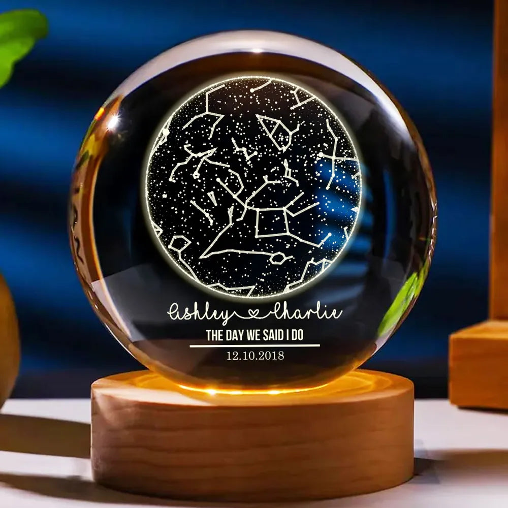 Custom Constellation Couple Star Map by Date, Custom Moon Phase LED Lamp, Valentine Gift for Couple, Wedding Anniversary Gift