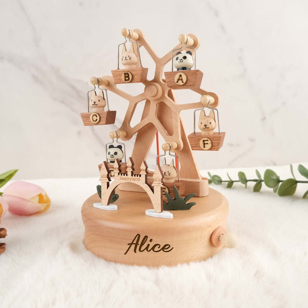 Personalized Engraved Wooden Music Box, Ferris Wheel Music Box, Customized Music Box, Holiday Gift, Unique Gift, Special Keepsake