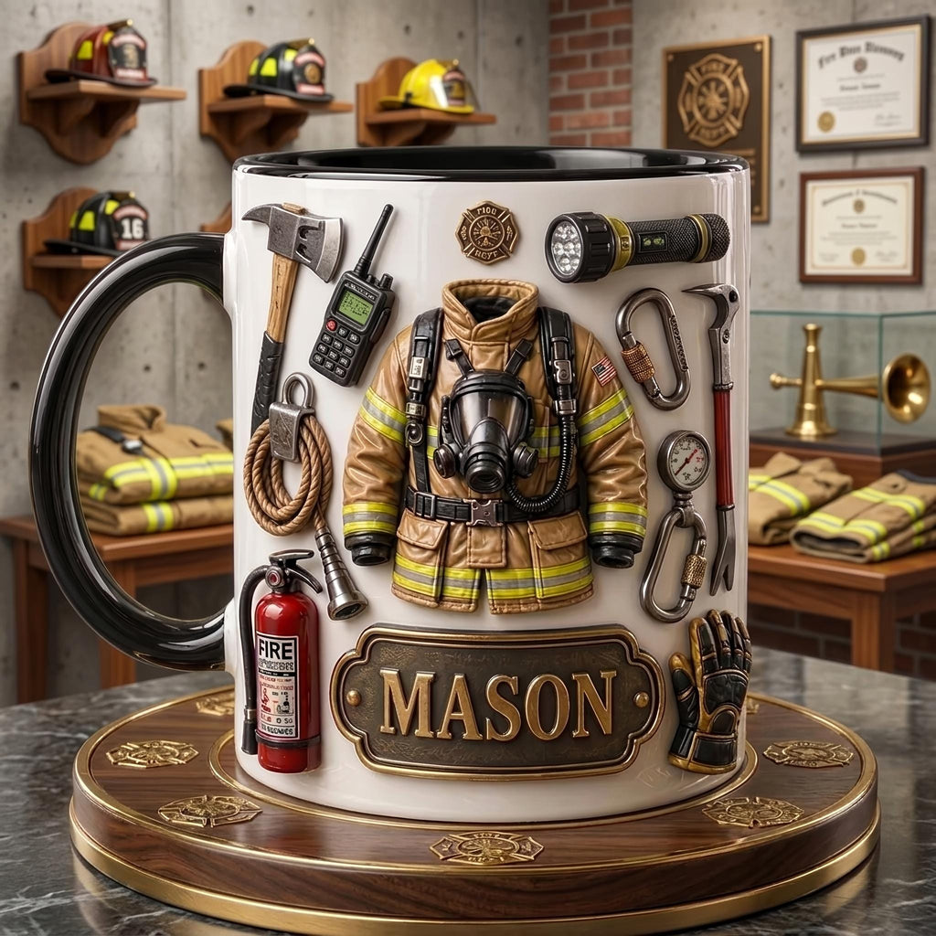 Personalized Firefighter Mug, Fire Rescue Coffee Cup, Custom Fireman Gift, Firefighter Appreciation Mug, Fire Department Gift