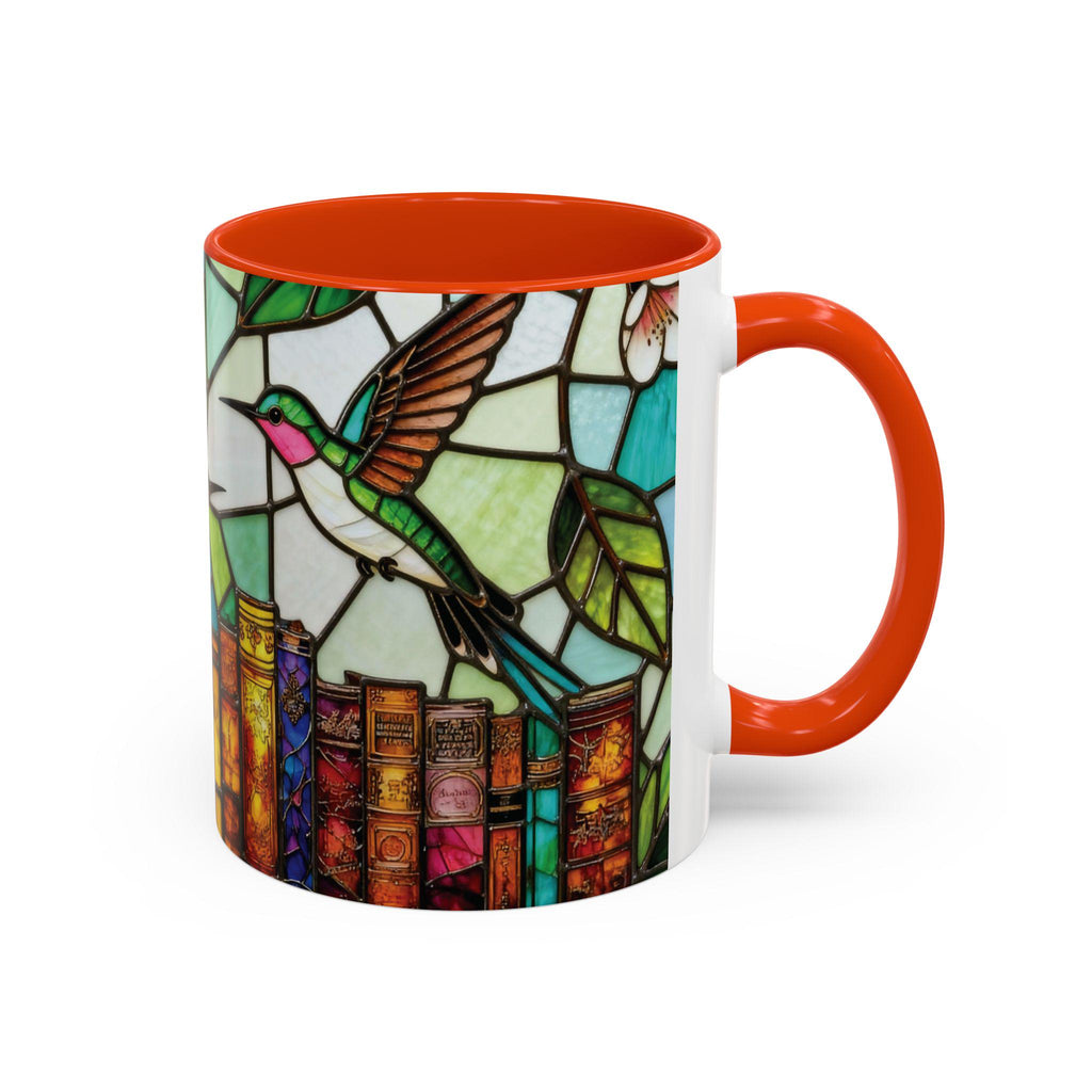 Floral Hummingbird Mug,stained Glass Books Mug Floral Cottagecorestained-glass Style Floral Bookshelf Mug Ceramic Coffee Cup Aesthetic Mug