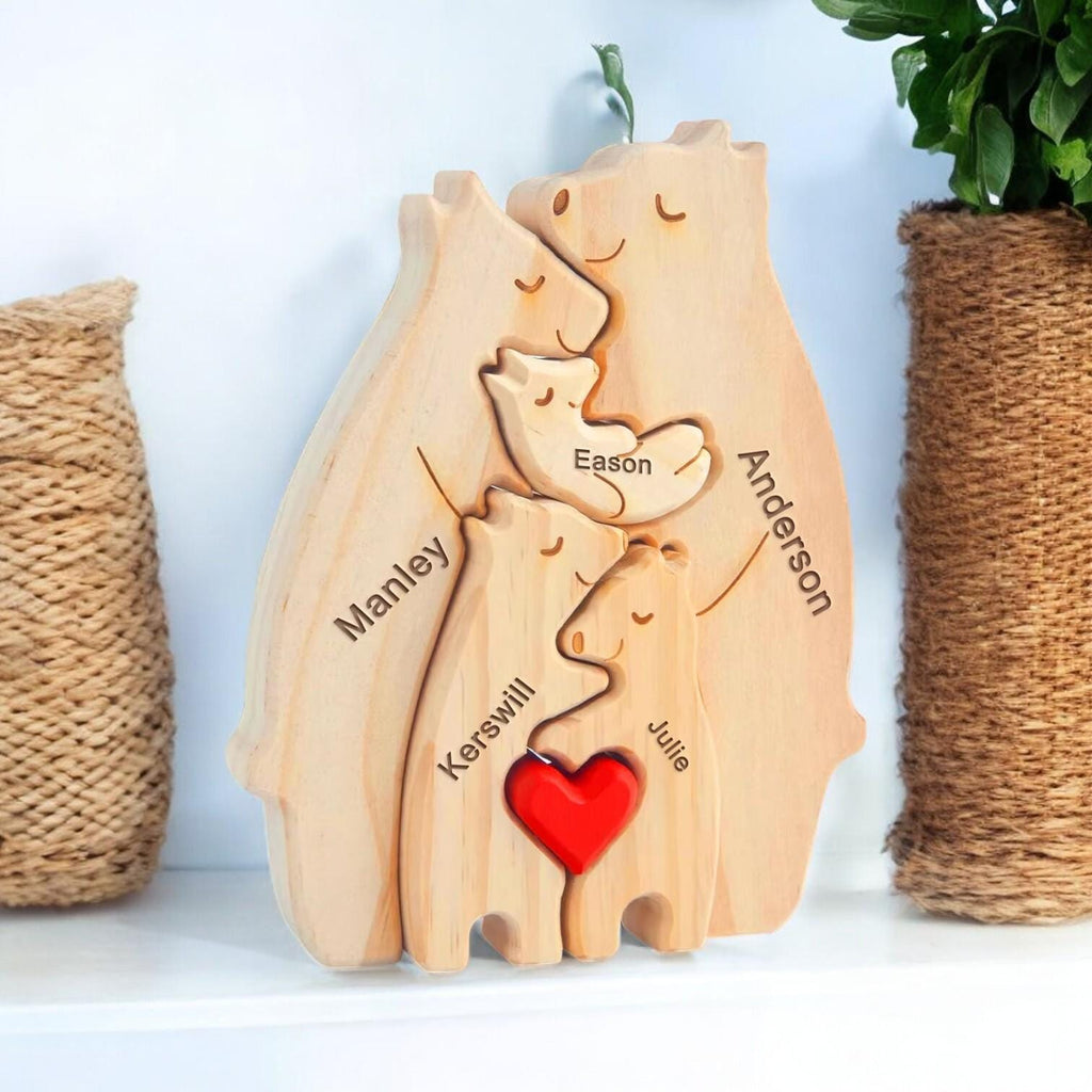 Personalized Giraffe Family Puzzle, Mothers Day Gift, Family Christmas Gift, Baby Shower, Family of Four Gift, Giraffe Gifts, Nursery Decor