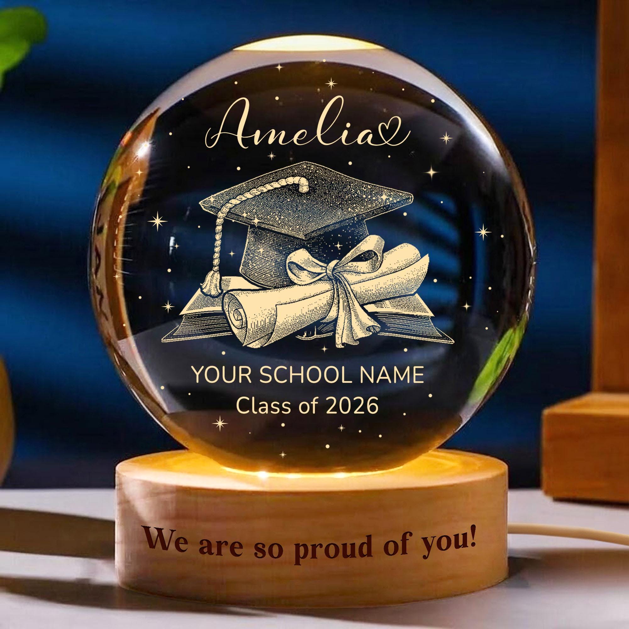 Personalized Graduation Gift, Class of 2026 Crystal Ball Night Light, Graduation Day, Graduation Gift for Senior Congrats on Your Graduation