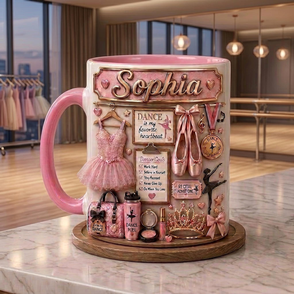 Personalized Ballet Mug, Custom Dancer Coffee Cup, Pink Ballerina Recital Gift, Dance Teacher Mug, Ballet Lover Gift