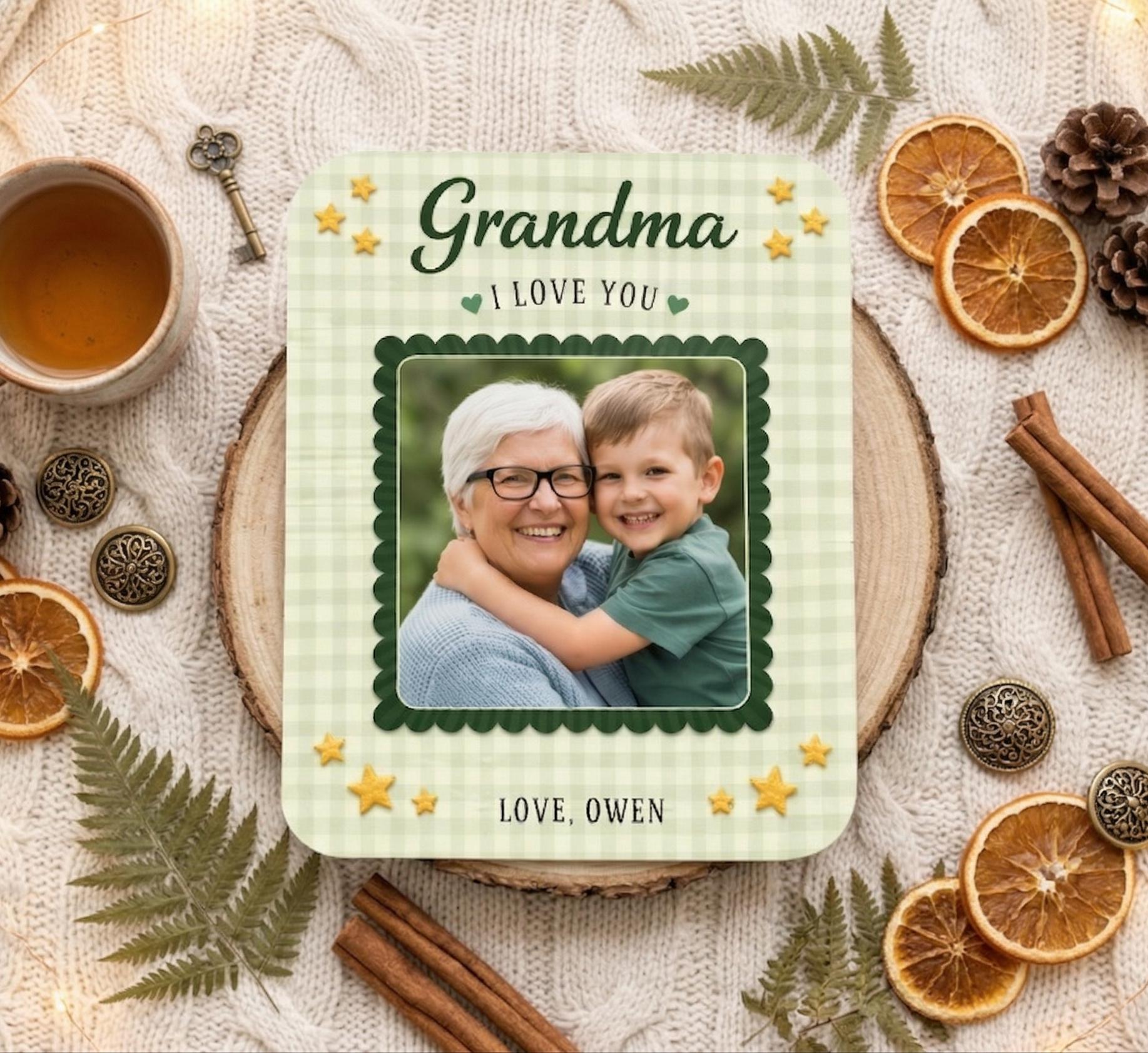 Personalized Photo Magnet for Grandma, Love You Nana Magnetic Picture Frame, Mother's Day Gift, Birthday Gift for Grandma, Includes Photo