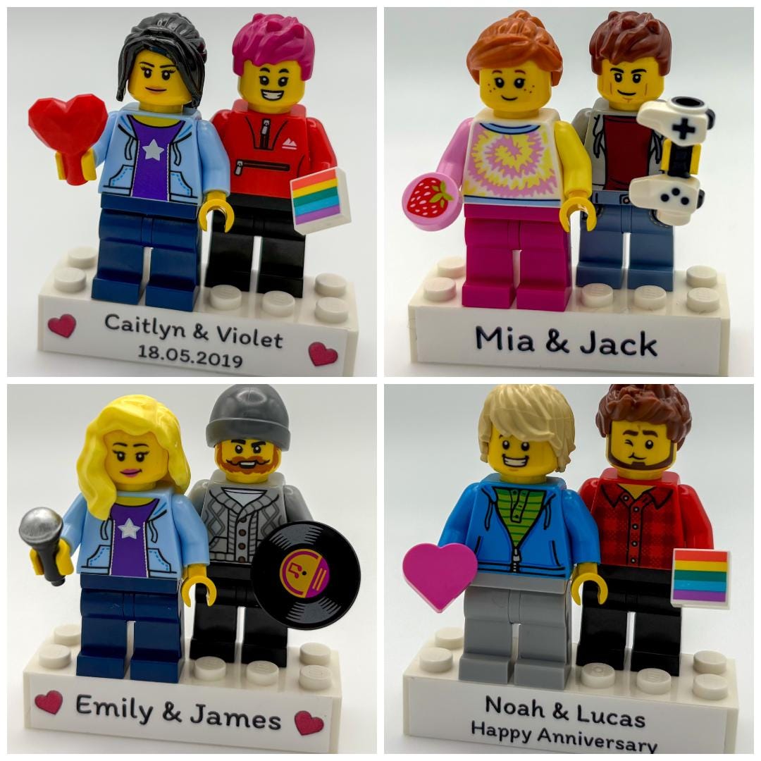 Personalised Minifigure Couple, Valentines, Anniversary and Birthday Gift