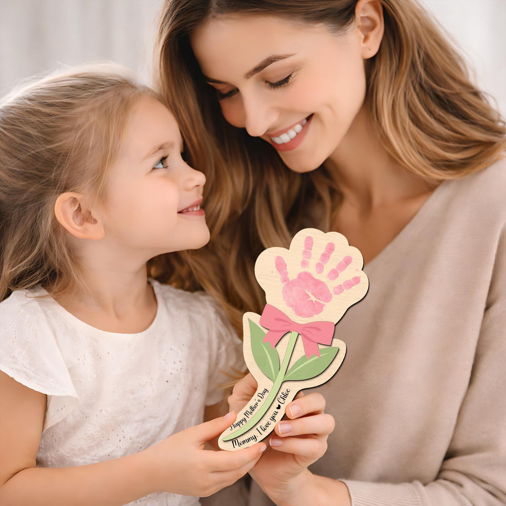 Personalized Mother’s Day Handprint Flower – Kids Handprint Gift for Mom, DIY Mother's Day Keepsake,mother's Day Sign, Mother's Day Gift