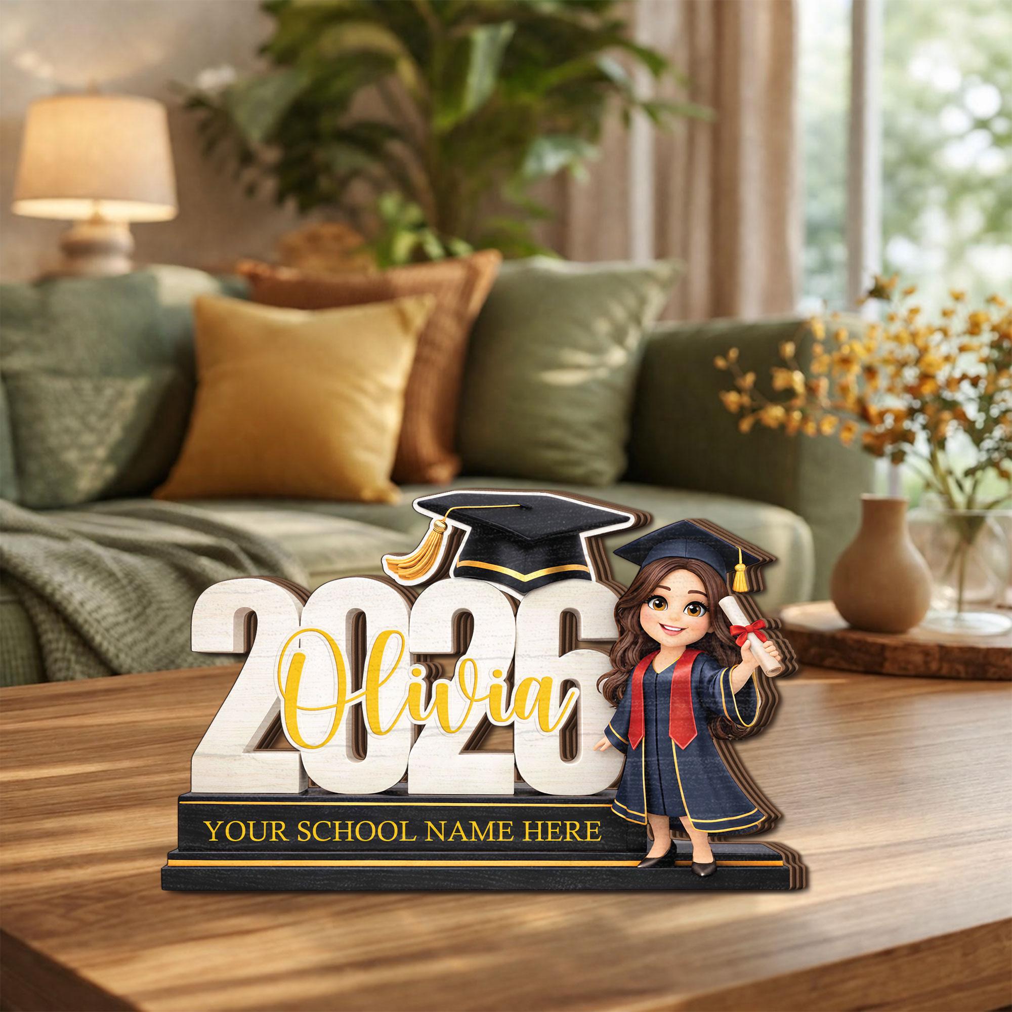 Personalized Graduation Wooden Block, Custom Name Sign, Class of 2026 Decor, Graduation Gift for Her Him,graduate Keepsake, Senior 2026 Gift