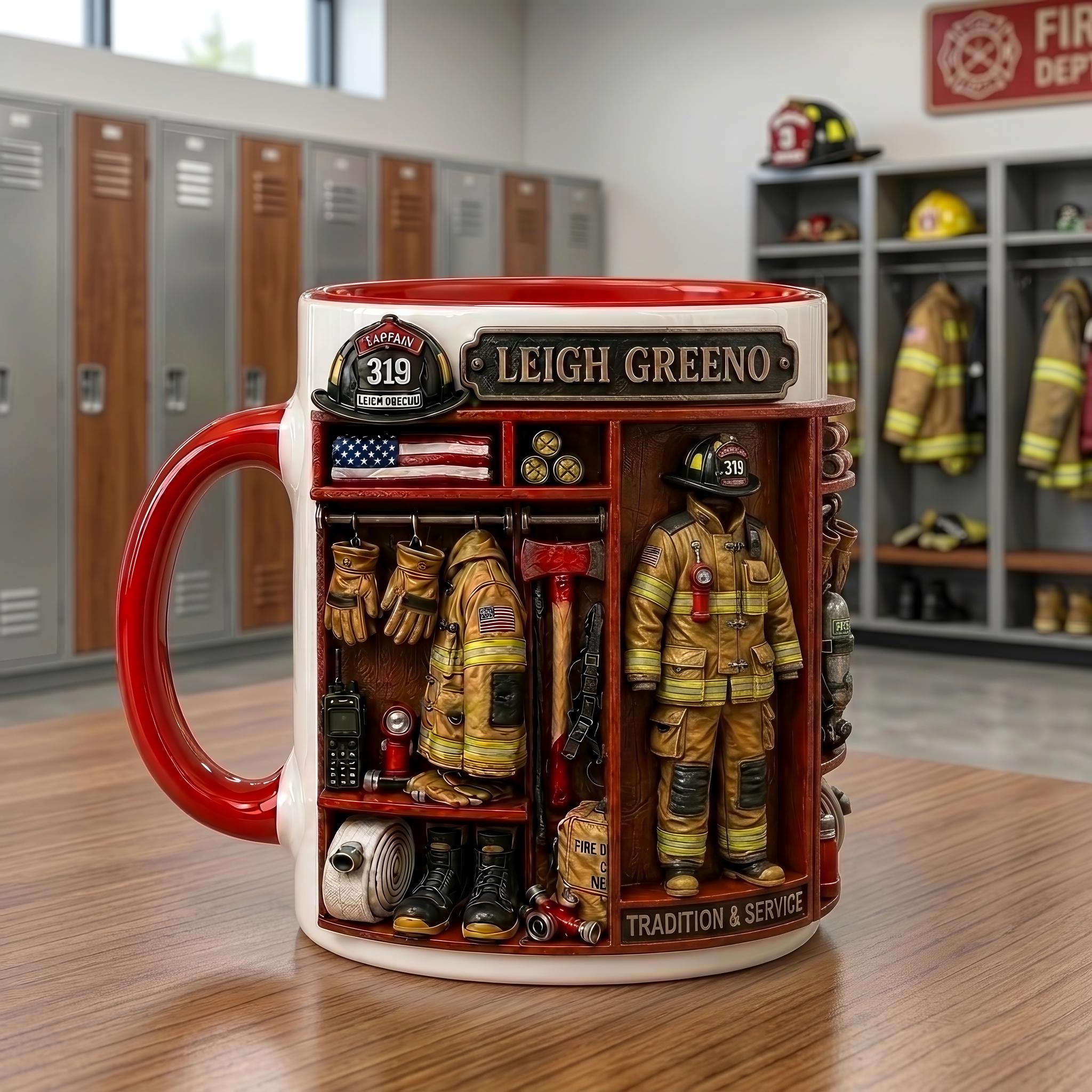 Personalized Firefighter Mug, Fireman Gift, Fire Department Coffee Cup, Custom First Responder Mug, Firefighter Dad Gift