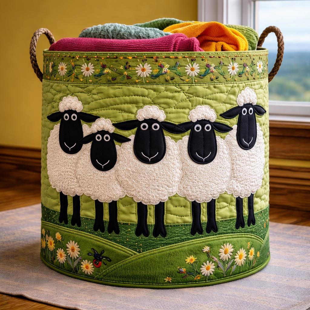 Sheep Laundry Basket, Farmhouse Cottagecore Storage Organizer, Kids Toy Bin