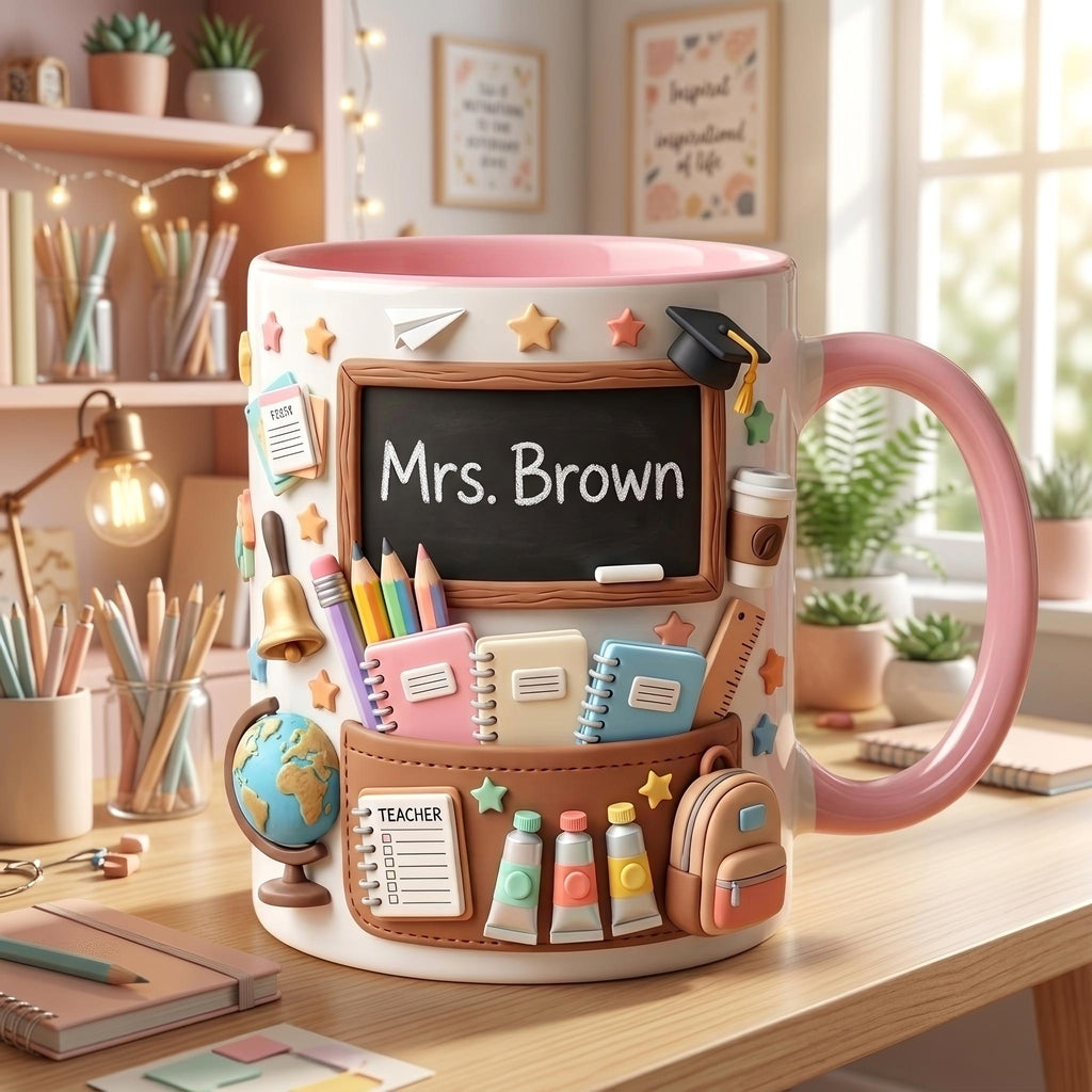 Personalized Teacher Mug, Custom Preschool Teacher Coffee Cup, Cute Classroom Mug, Kindergarten Teacher Appreciation Gift