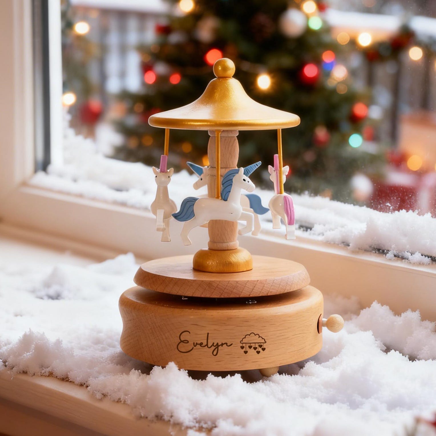 Personalized Carousel Unicorn Music Box,engraved Name,girl Birthday Gifts,kid Keepsake Gift,baptism Gift,christmas Gift,baby Shower Gift