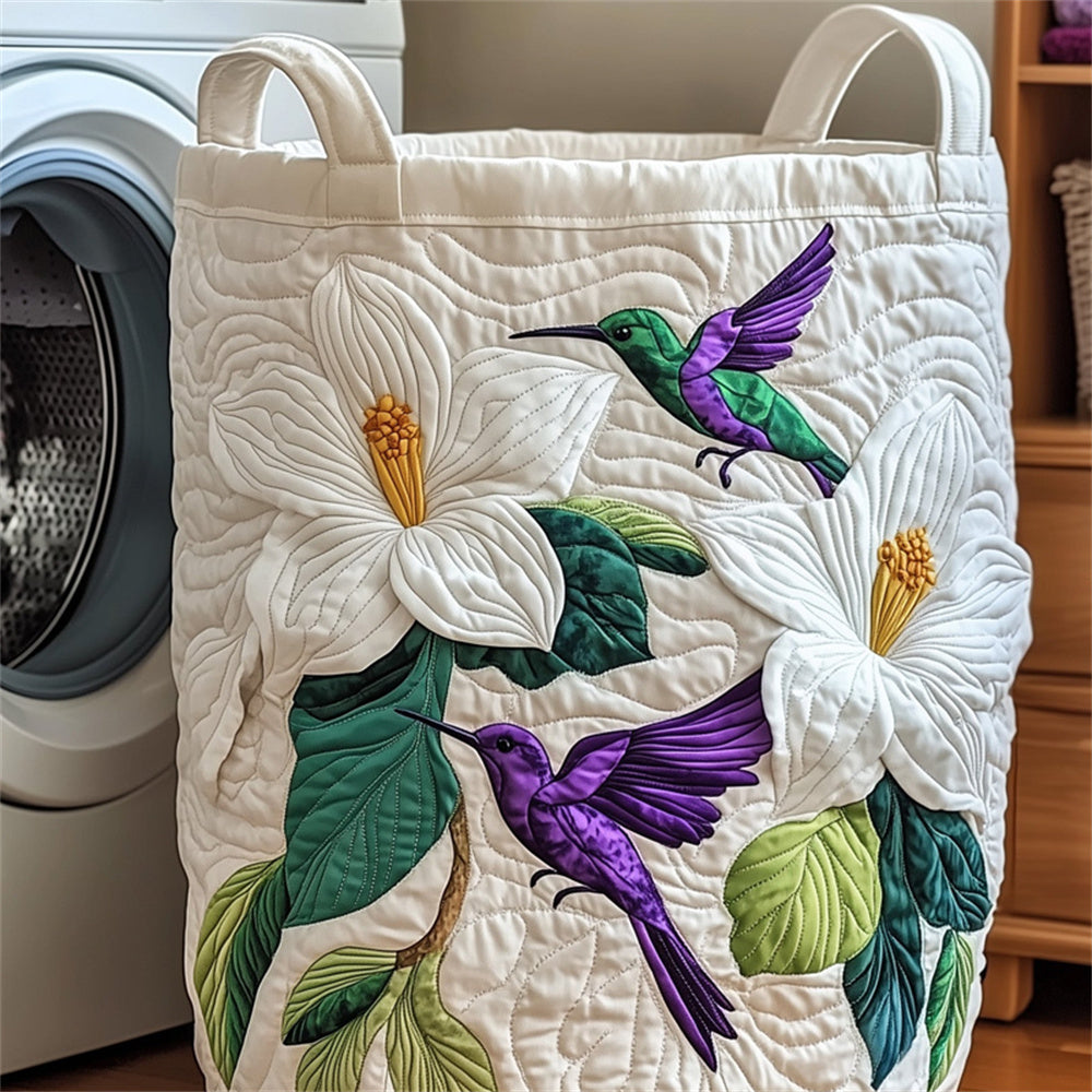 Quilted Laundry Storage Basket, Large Fabric Container Bin, Foldable Clothes Hamper for Bedroom Bathroom Nursery Decor