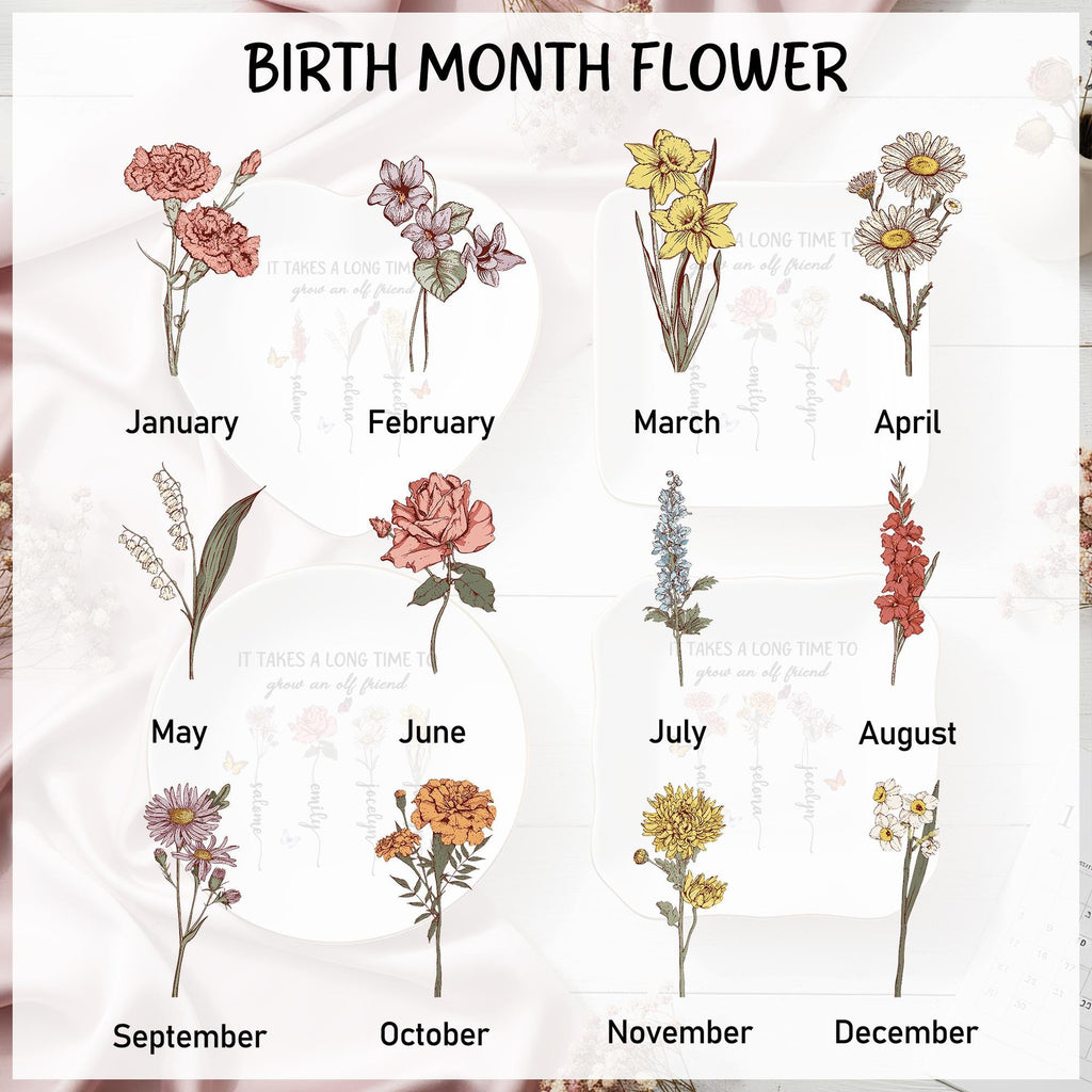 Personalized Birth Flower Jewelry Dish,it Takes A Long Time to Grow an Old Friend,best Friend Gift, Birthday Gift for Bestie,friendship Gift
