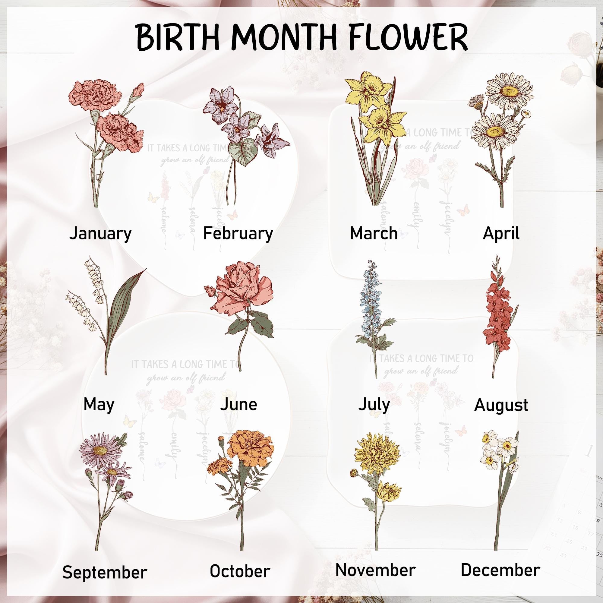 Personalized Birth Flower Jewelry Dish,it Takes A Long Time to Grow an Old Friend,best Friend Gift, Birthday Gift for Bestie,friendship Gift