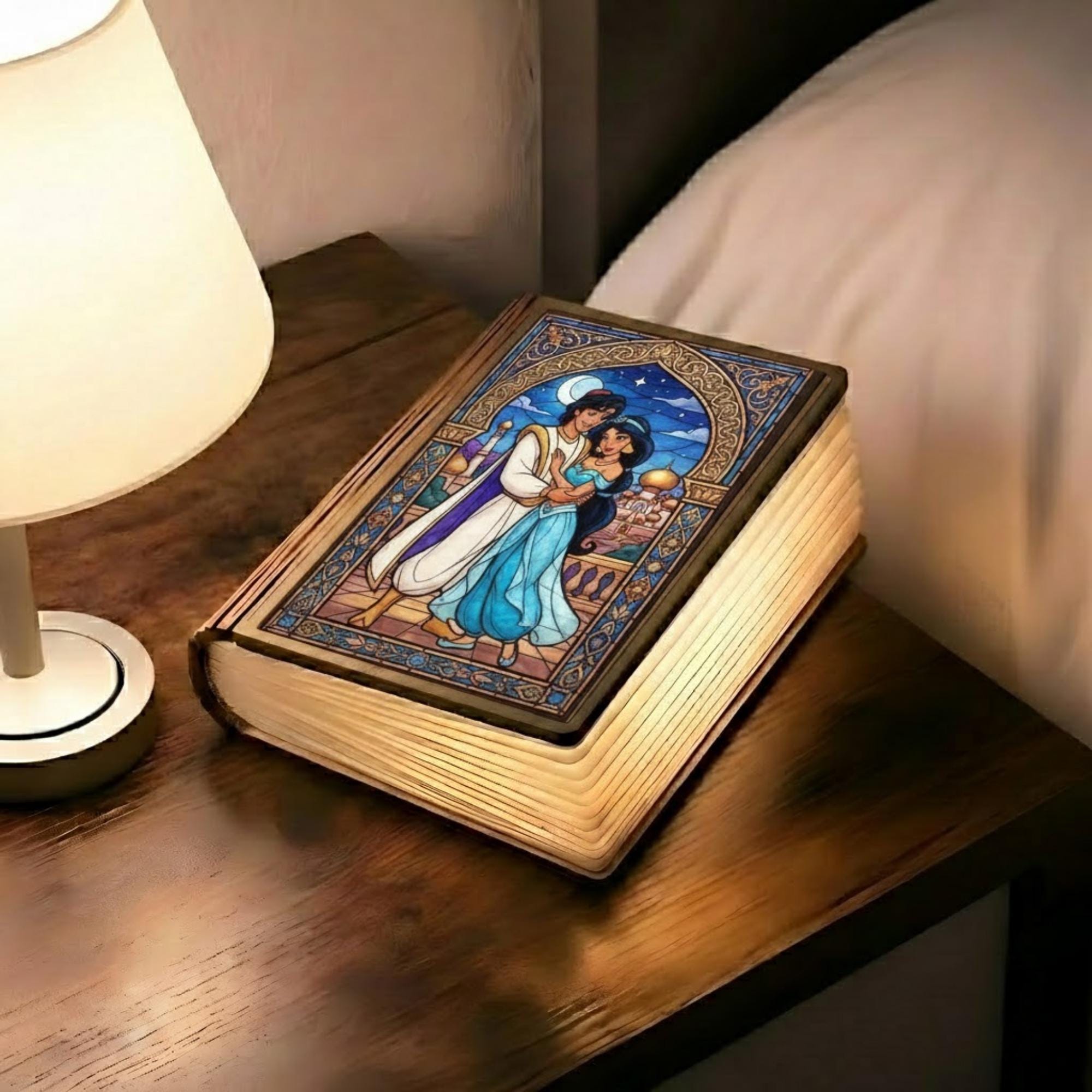 Wuthering Heights Folding Book Lamp, Dark Academia Night LigAladdin and Jasmine Book Lamp, Custom Couple Book Lamp, Book Lamp Holder, Disney Book Lamp, Wood Book Light, Folding Book Lamp, LED Lamp