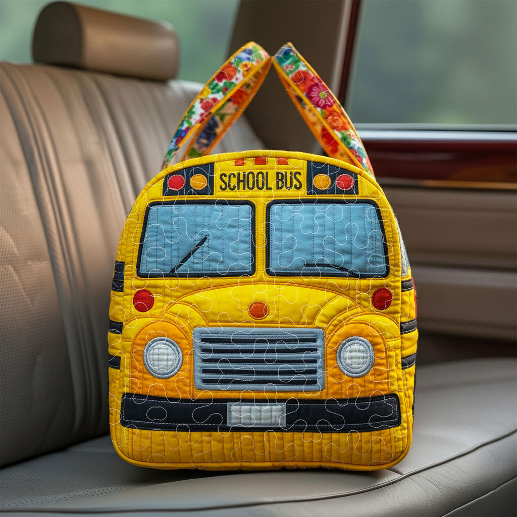 School Bus Quilted Duffle Bag, Bus Driver Gift, School Bus Driver Appreciation Gift, Back to School Gift, Bus Driver Quilted Cylindrical Bag
