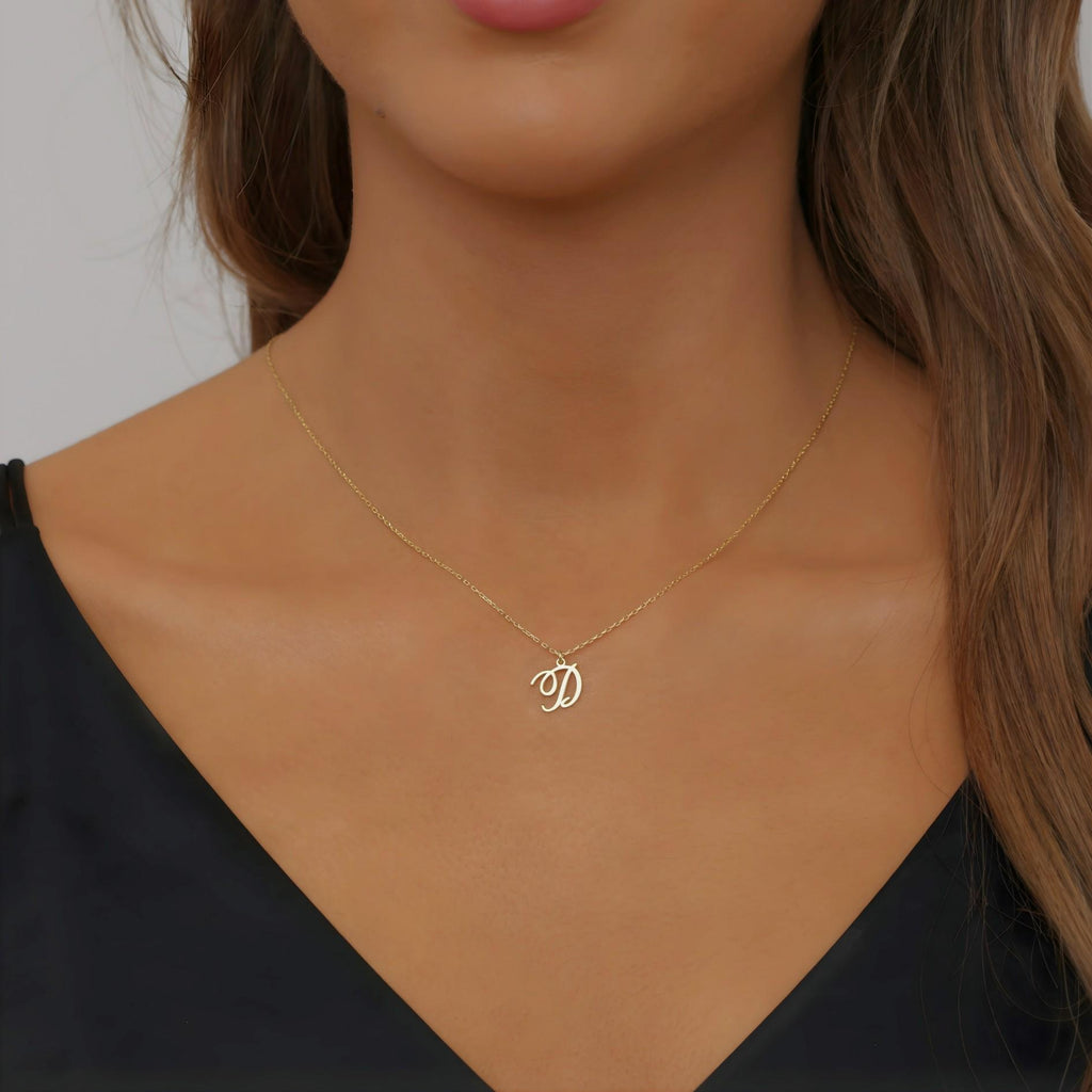 Personalized Signature Letter Necklace, Custom Script Initial Jewellery, Gift for Her or Mom Jewellery