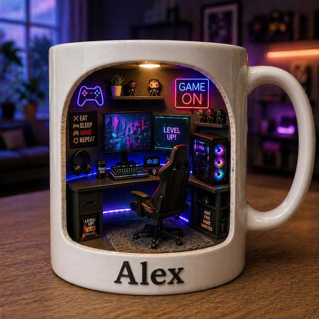 Personalized Gamer Mug, Custom Name Gaming Coffee Cup, PC Gaming Gift, Gamer Desk Mug, Video Game Lover Gift
