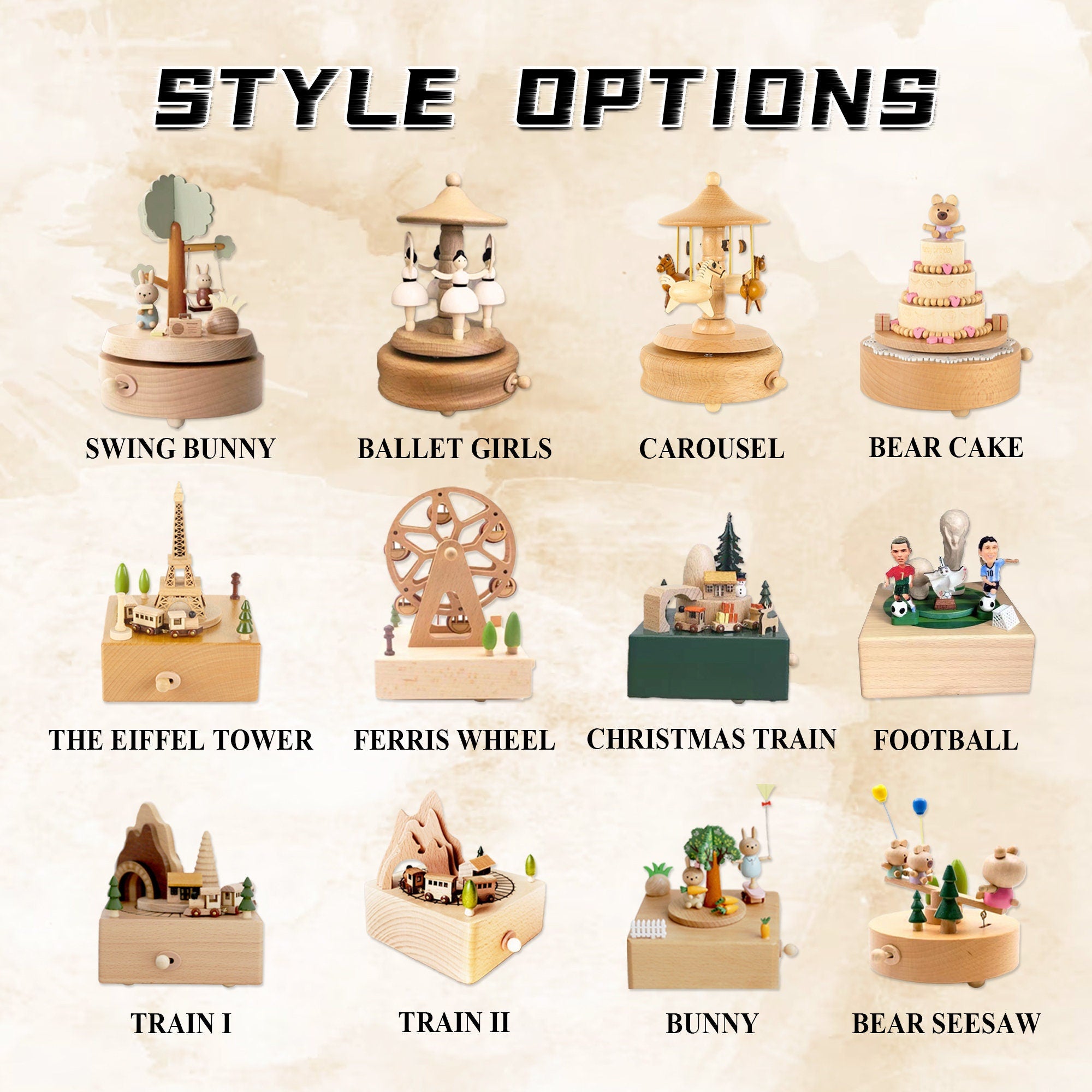 Custom Wooden Train Music Box, Wooden Baby Toys, Personalized Wooden Music Box, Baby Boy Birthday Gifts for Kids, Baby Wooden Music Box