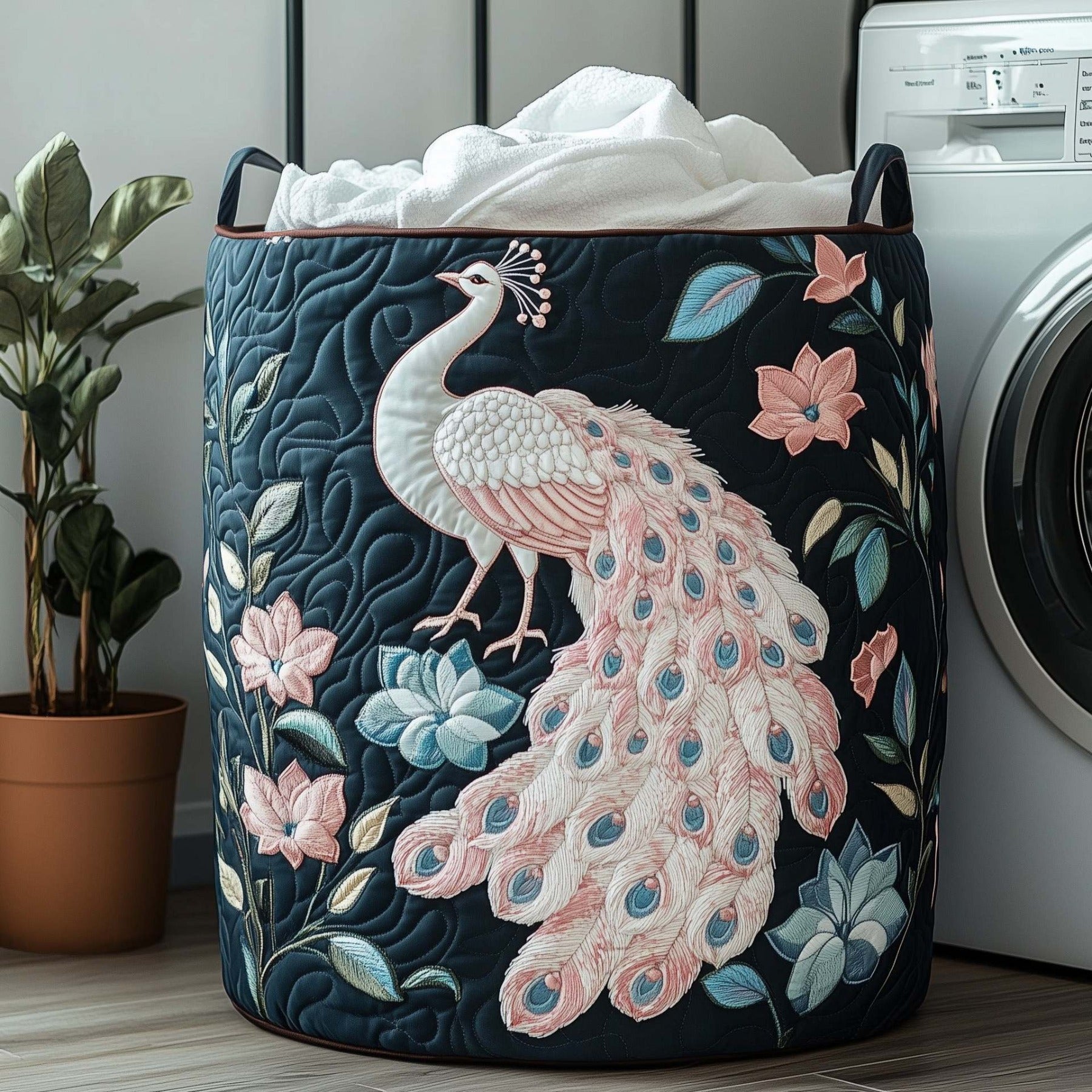 Quilted Cloth Laundry Basket, Small Medium Large Dirty Clothes Hamper, Foldable Fabric Storage Bin for Bedroom Bathroom