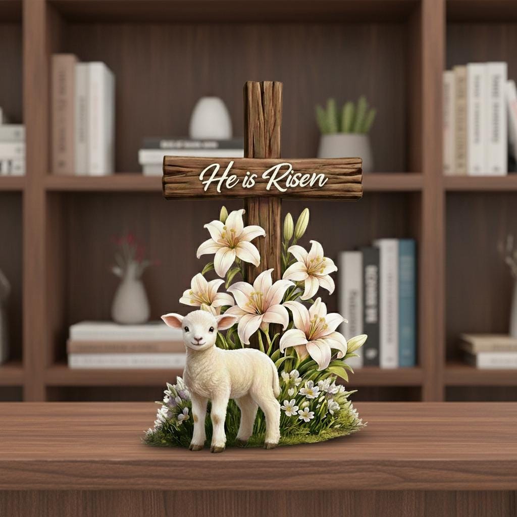 Easter Wooden Block, Empty Tomb Resurrection Scene, He is Risen Christian Decor, Meaningful Church Gift for Pastor Appreciation and Ministry