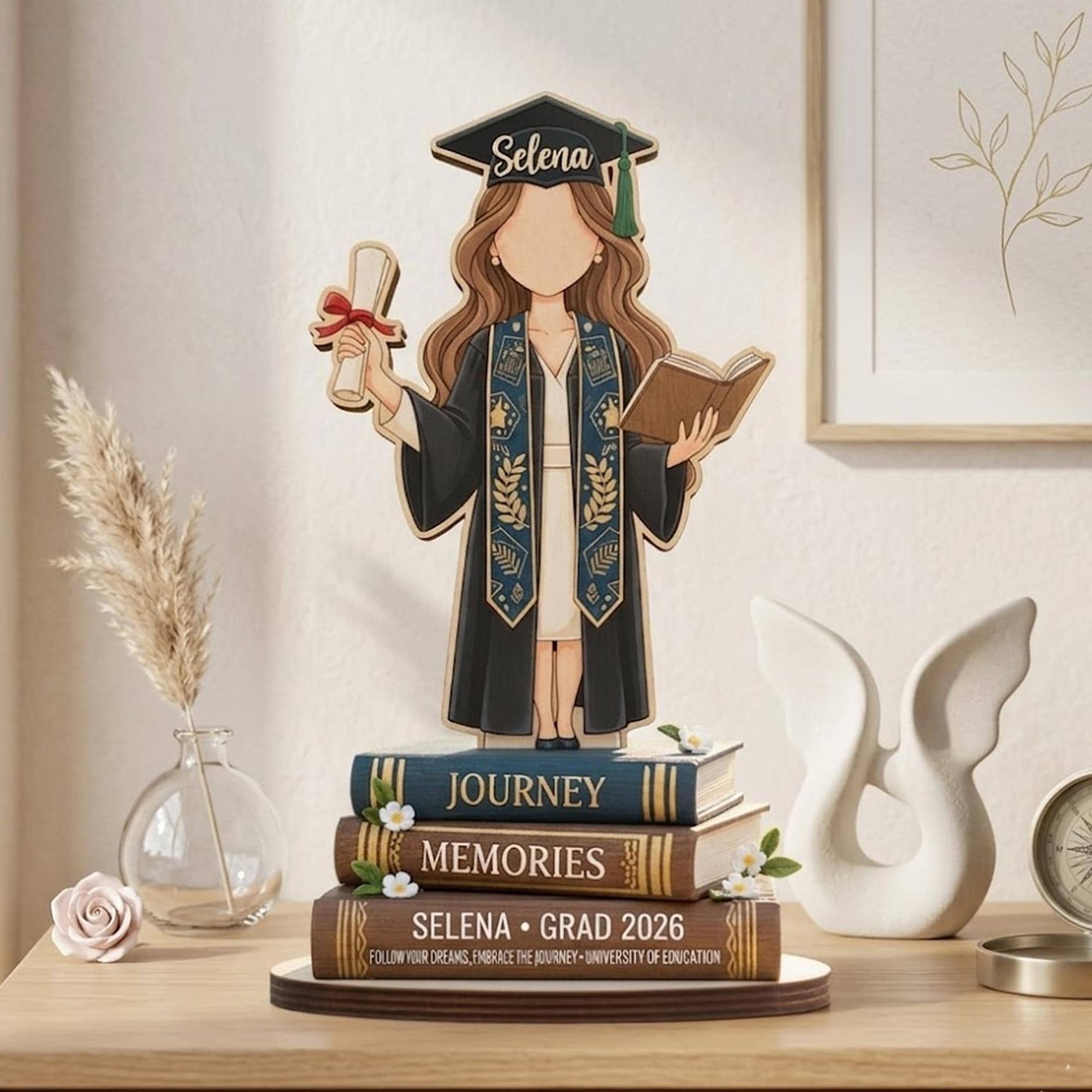 Personalized Graduation Wooden Block Sign, Custom Name Gift for Her, Class of 2026 Keepsake, Graduate Decor, Custom Wood Block