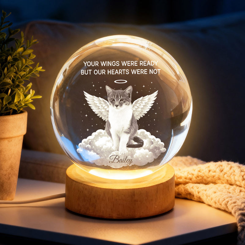 Your Light Will Always Shine in My Heart Pet Memorial, Personalized Crystal Ball LED Night Light, Valentine's Day Gift For Couple, Husband, Boyfriend, Wife