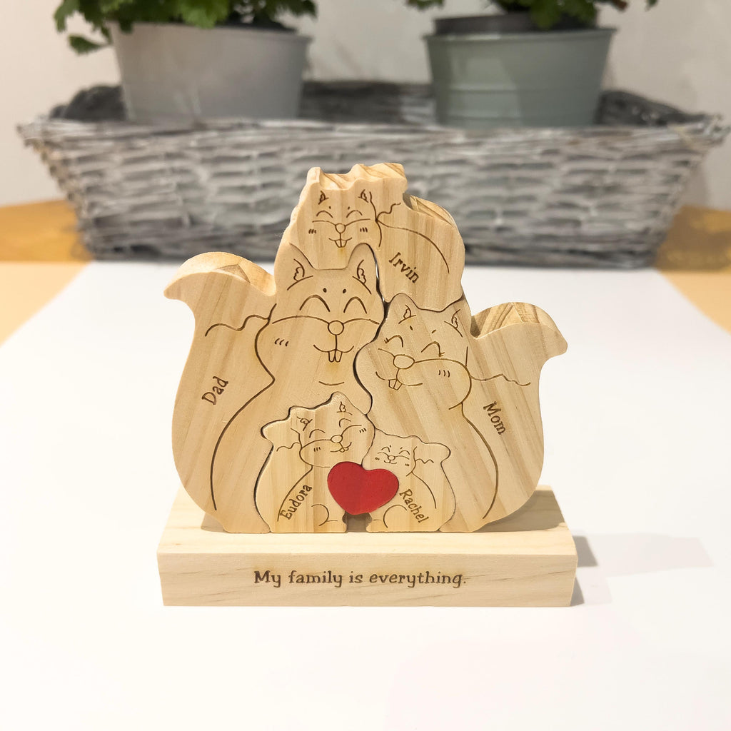Wooden Squirrel Family Puzzle, Custom Family Gift, Graduation Gift, Housewarming Gift, Baby Shower Gift, Home Decor, Gift for Kids, Baptism