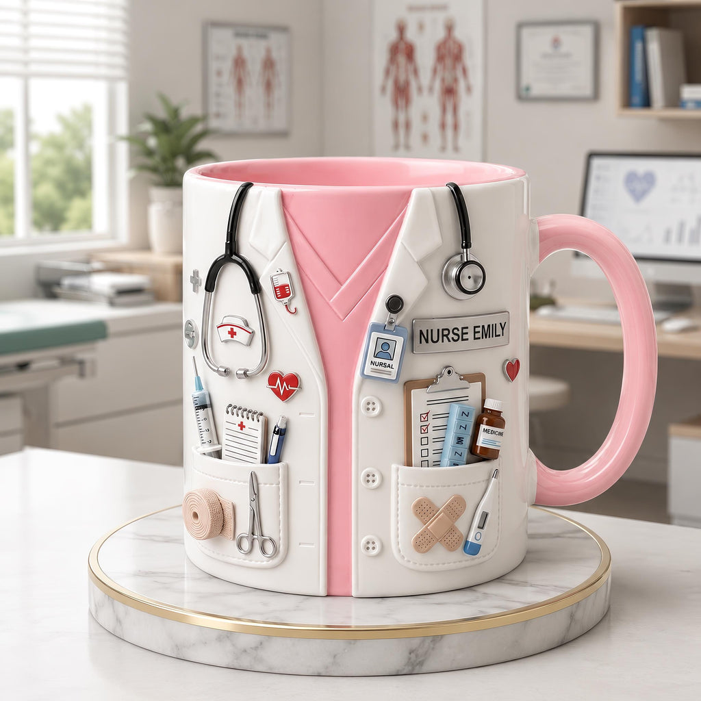 Personalized Nurse Mug, RN Gift for Women, Custom Nurse Coffee Cup, Nurse Appreciation Mug, Cute Nursing School Graduation Gift