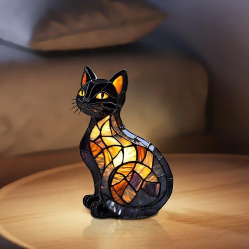 Cat Table Lamp,Colorful Vintage Bedroom Living Room Home Decor Night Light, Mosaic Table Lamp, Room Decor, Puppy Night Light Decor, Cute Dog Table Lamp, Pet Lover Gift, Nursery & Bedroom Light, Night Light