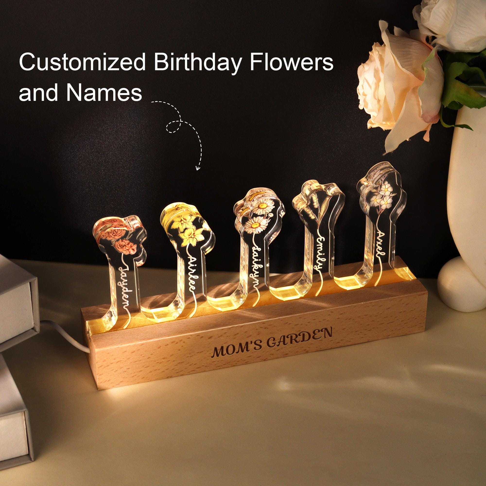 Custom Grandma's Garden LED Light,birth Month Flowers Night Light Gift for Nana,mom Gift From Daughter,gift for Mom,birthday Gifts for Her