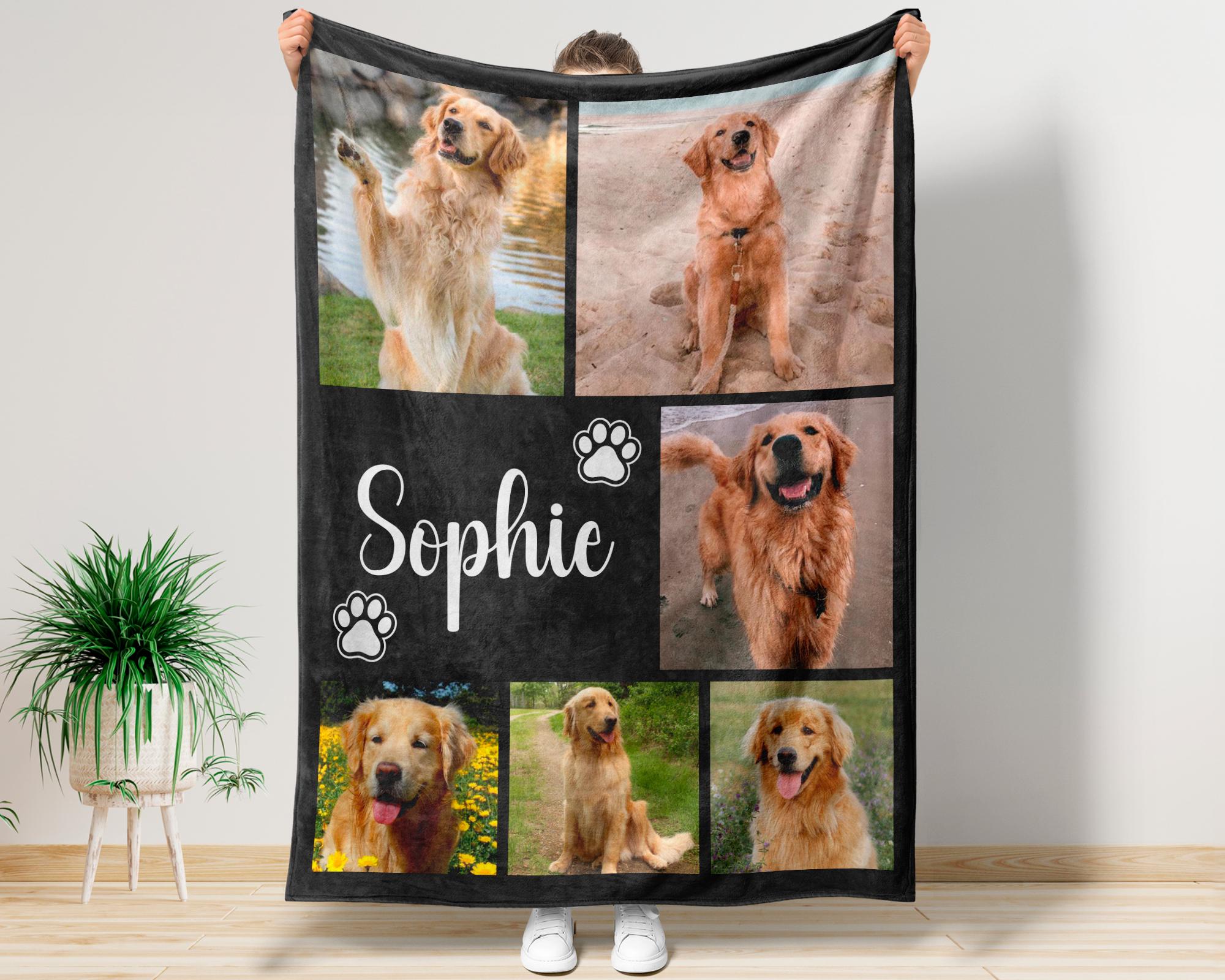 Custom Dog Cat Picture Bedding Blanket With Text, Personalized Pet Blanket Using Pet Photo, Keepsake Gift for Dog Cat Lovers