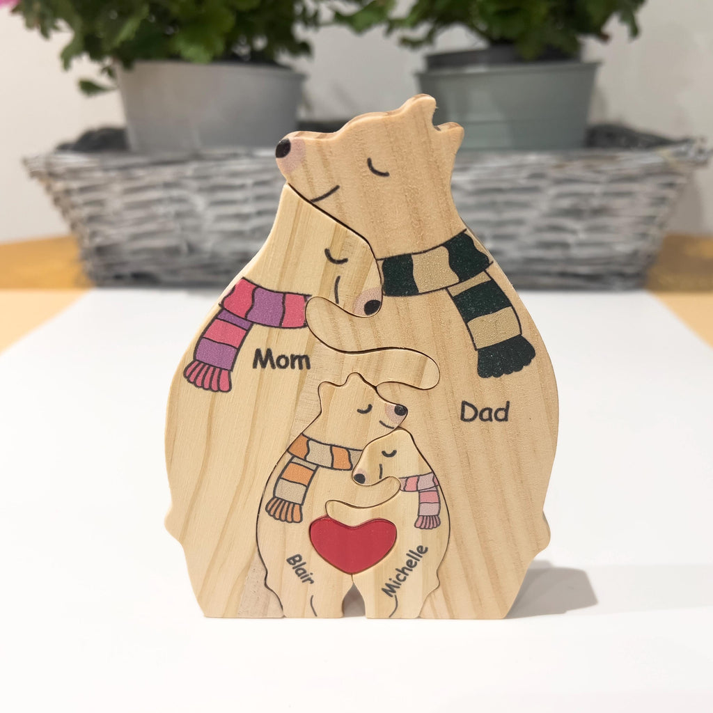 Custom Christmas Gifts, Wooden Bear Family Puzzle, Home Decor, Custom Family Gift, Baby Shower Gift, Birthday Wedding Gifts, Gifts for Mom