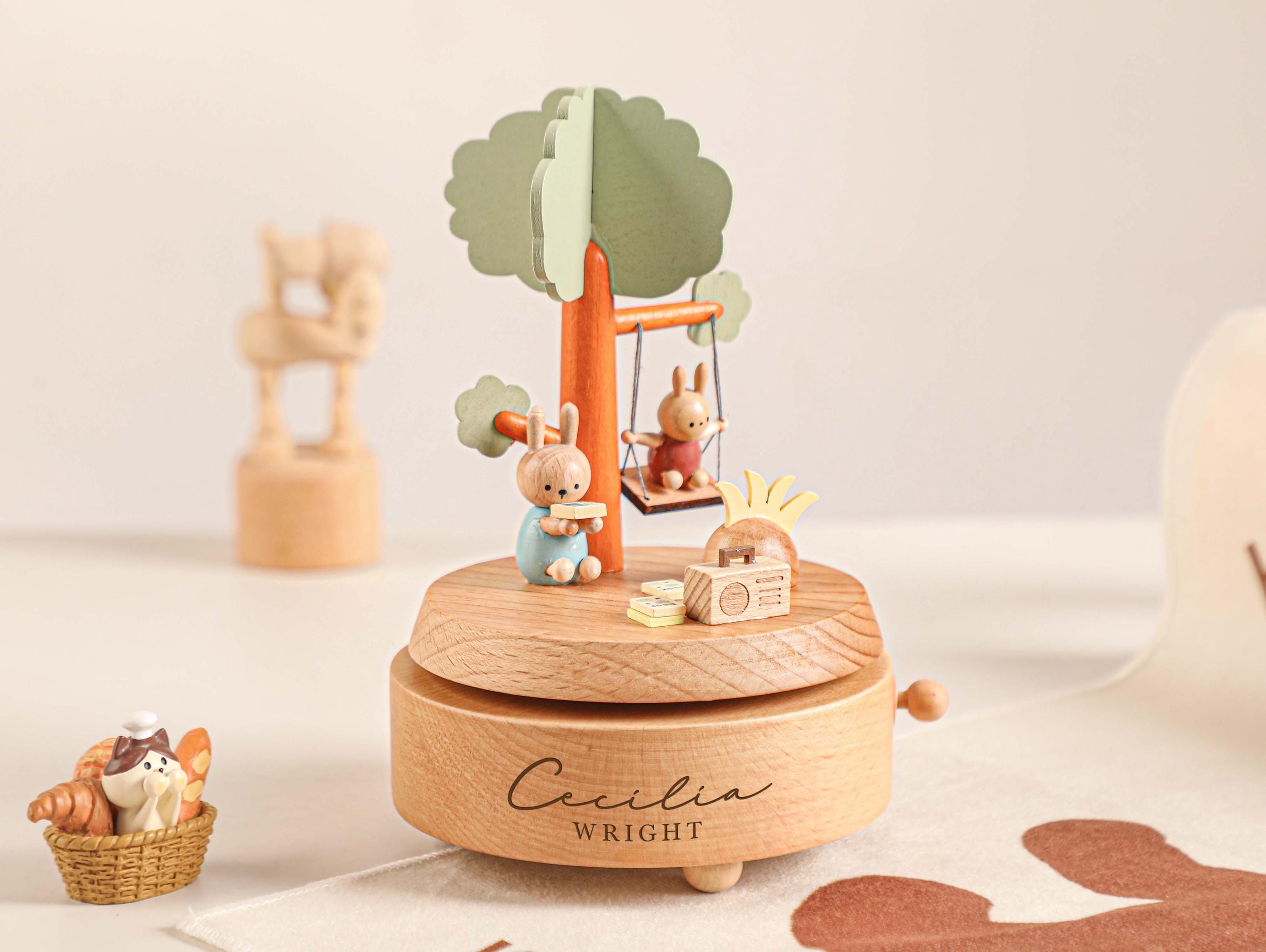 Rabbit Swing Personalized Music Box, Engraved Name Music Box, Baby Christmas Gift, Newborn Keepsake, Baby Shower Gift, Birthday Gift