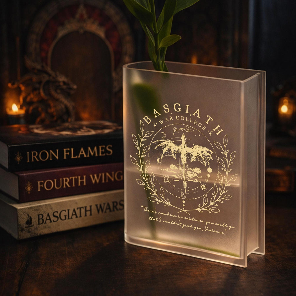 Basgiath War College Book Vase With Xaden Quote, Fourth Wing Violet Decor, Iron Flame Bookish Gift, Romantasy Reader Dark Academia Room