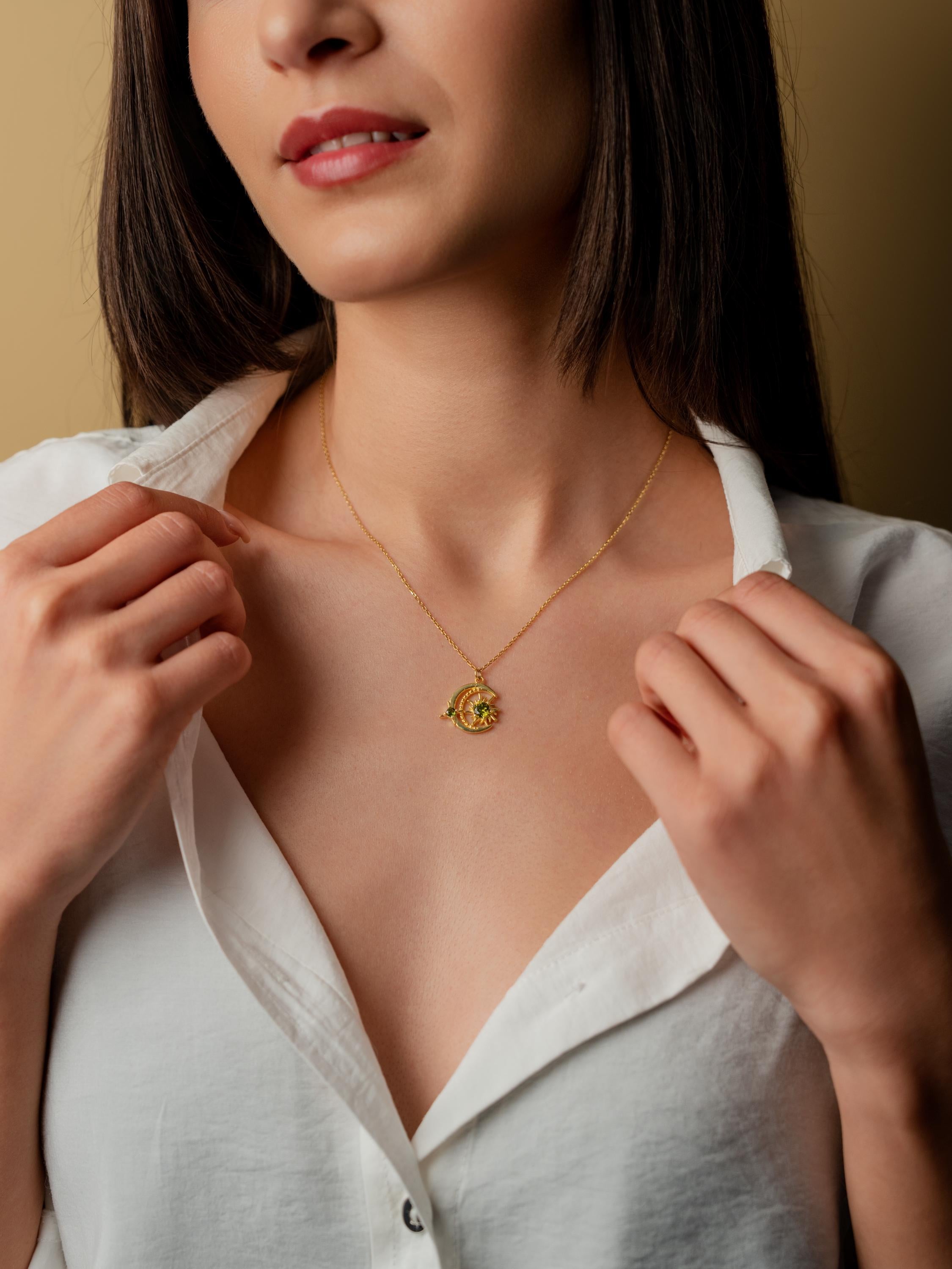 Gold Moon and Sun Necklace - Customized Astrology Jewelry, Minimalist Necklace, Modern Jewelry, Gift Ready Necklace