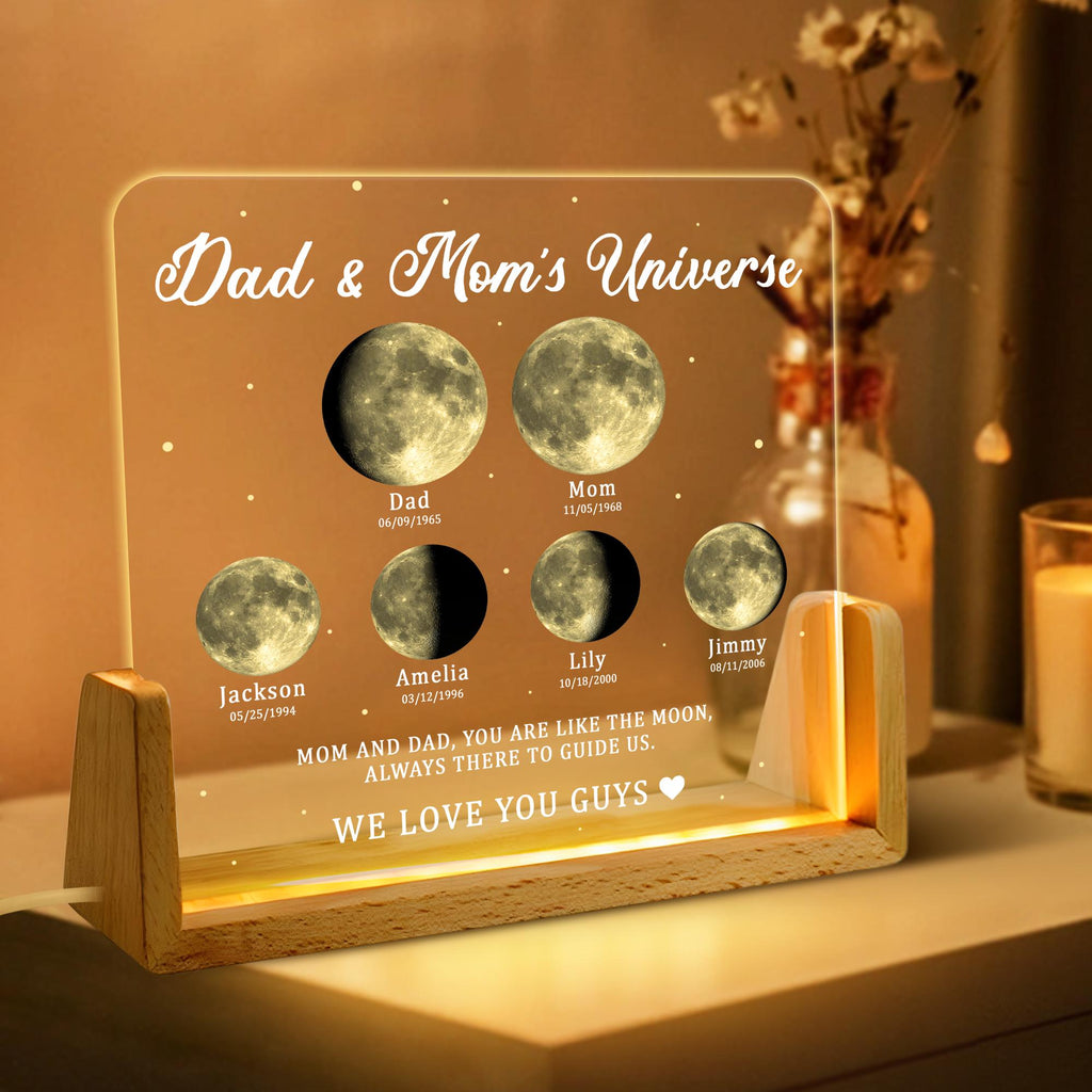 Personalized Moons Phase With Kids Names, Custom Moons Phase Night Light, Mother’s Day Gifts, Gift for Mom Dad,custom Night Light Moon Phase