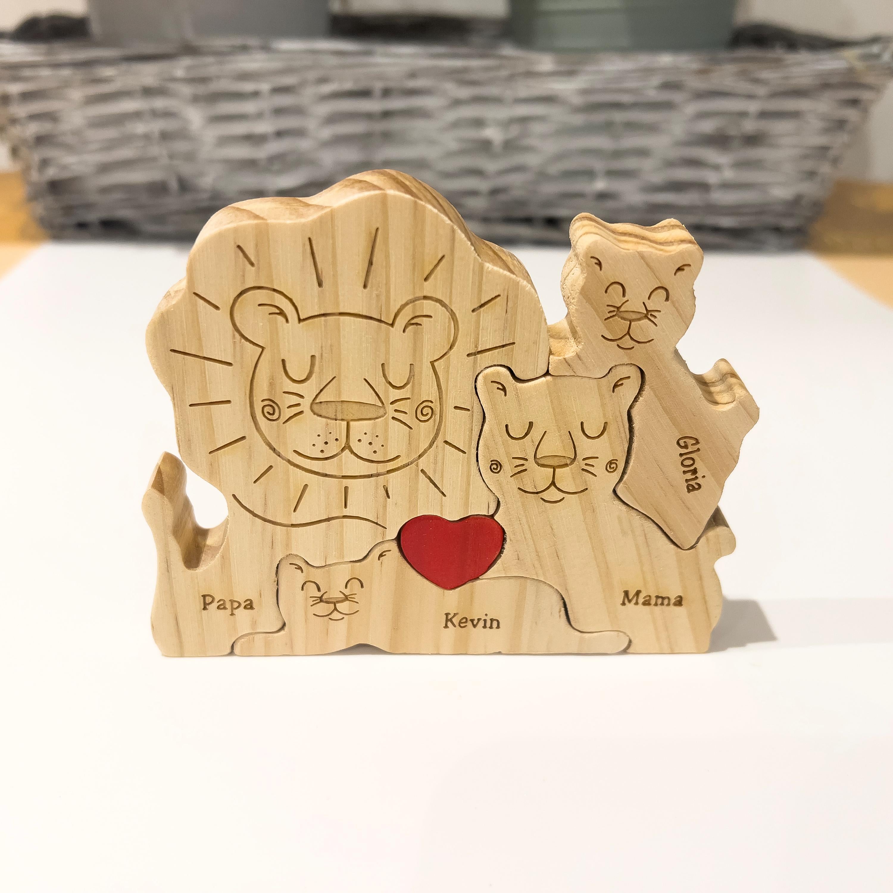 Wooden Lion Family Puzzle, Gifts for Birthday, Custom Family Gifts, Home Decor, Gift for Kids, Gift for Wife Girlfriend, Housewarming Gifts