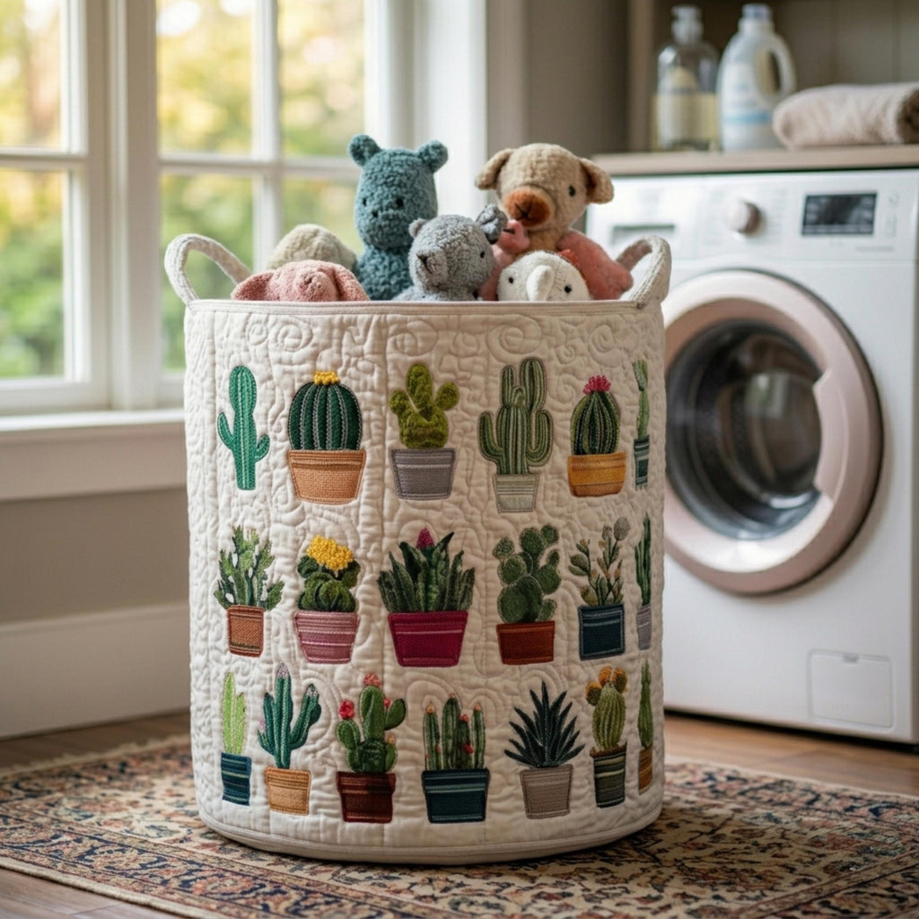 Serene Cactus Laundry Basket, Desert Plant Laundry Gifts, Housewarming Gift Ideas, Mother's Day Gifts, Boho Bedroom Decor, Bathroom Storage