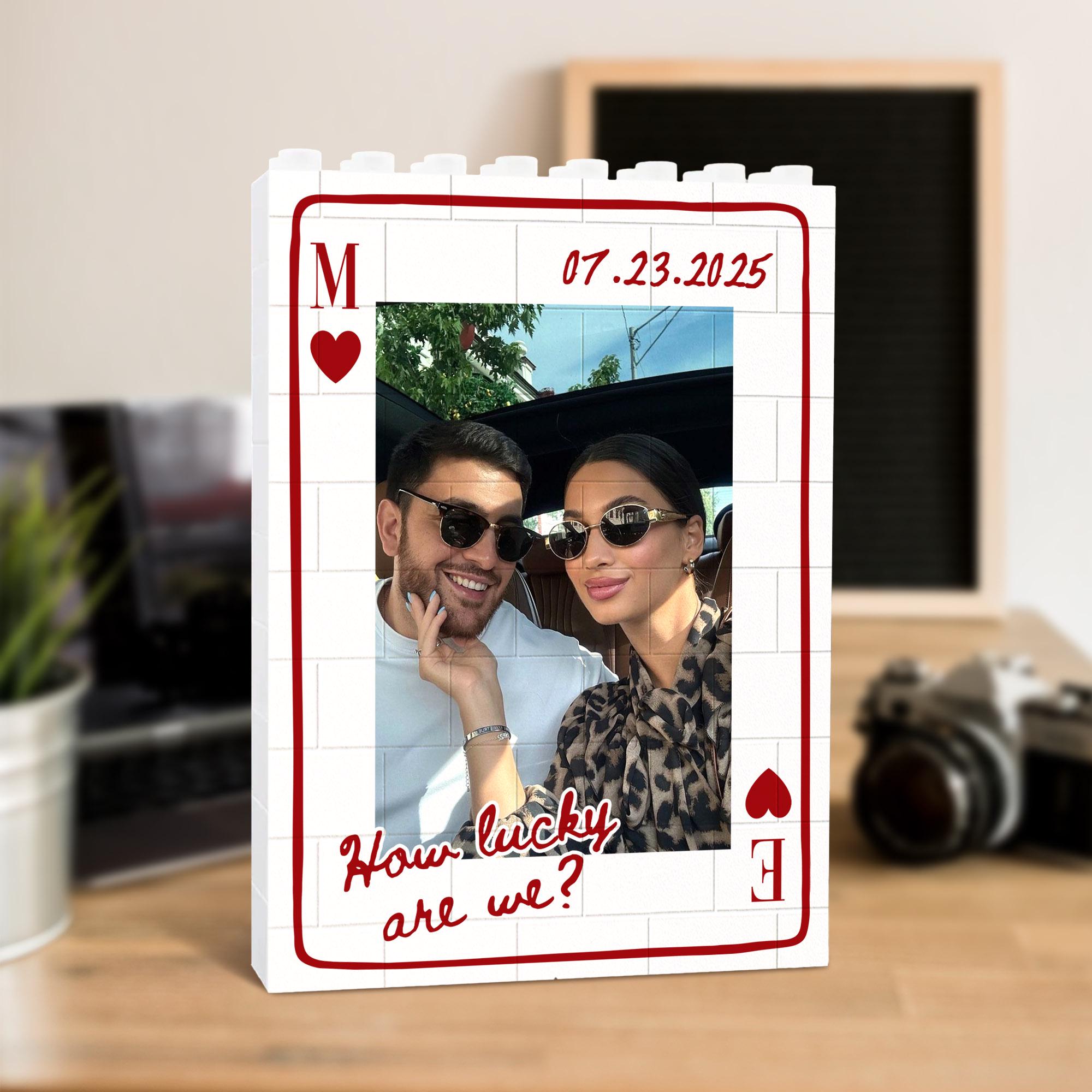 Custom Photo Building Block_ Couple Playing Card Puzzle Blocks, Valentines Day Gifts for Boyfriend, Anniversary Gifts, Romantic Home Decor
