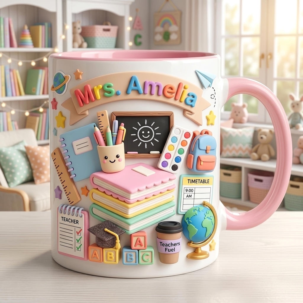 Personalized Teacher Mug, Cute Preschool Teacher Coffee Cup, Custom Teacher Appreciation Gift, Kindergarten Teacher Coffee Mug