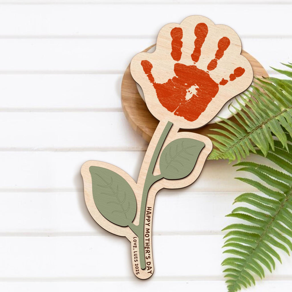 Personalized Mother’s Day Handprint Flower Sign, DIY First Mother's Day Handprint Sign, New Mom Mothers Day Gifts From Kids, Gift for Mom