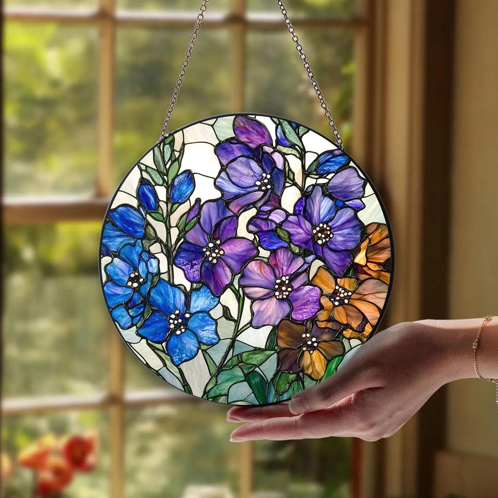 Glass Birth Flower, Birth Flower Stained Glass Suncatcher_ Memorial Gift for Mom