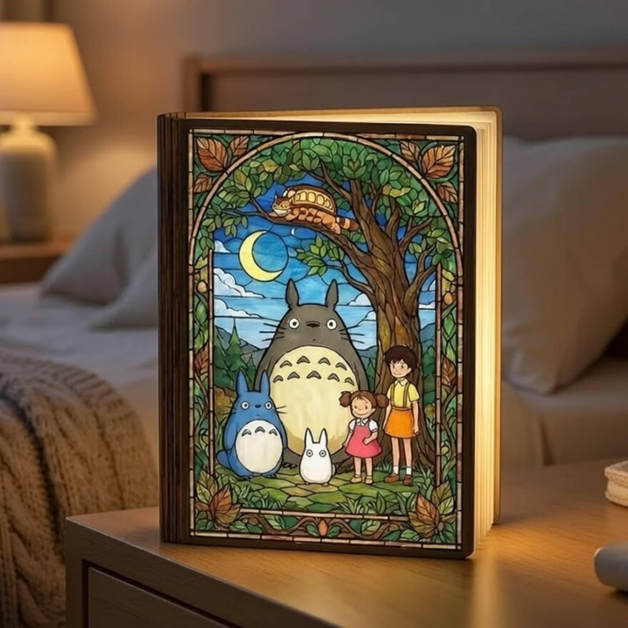 Totoro Forest Book Light, LED Folding Nightlight, Custom Anime Decor, Housewarming Gift, My Neighbor Totoro Night Lamp, Book Lovers Gift